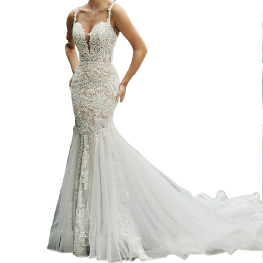 Calla Blanche Farrah Mermaid Beaded Wedding Dress Size 8