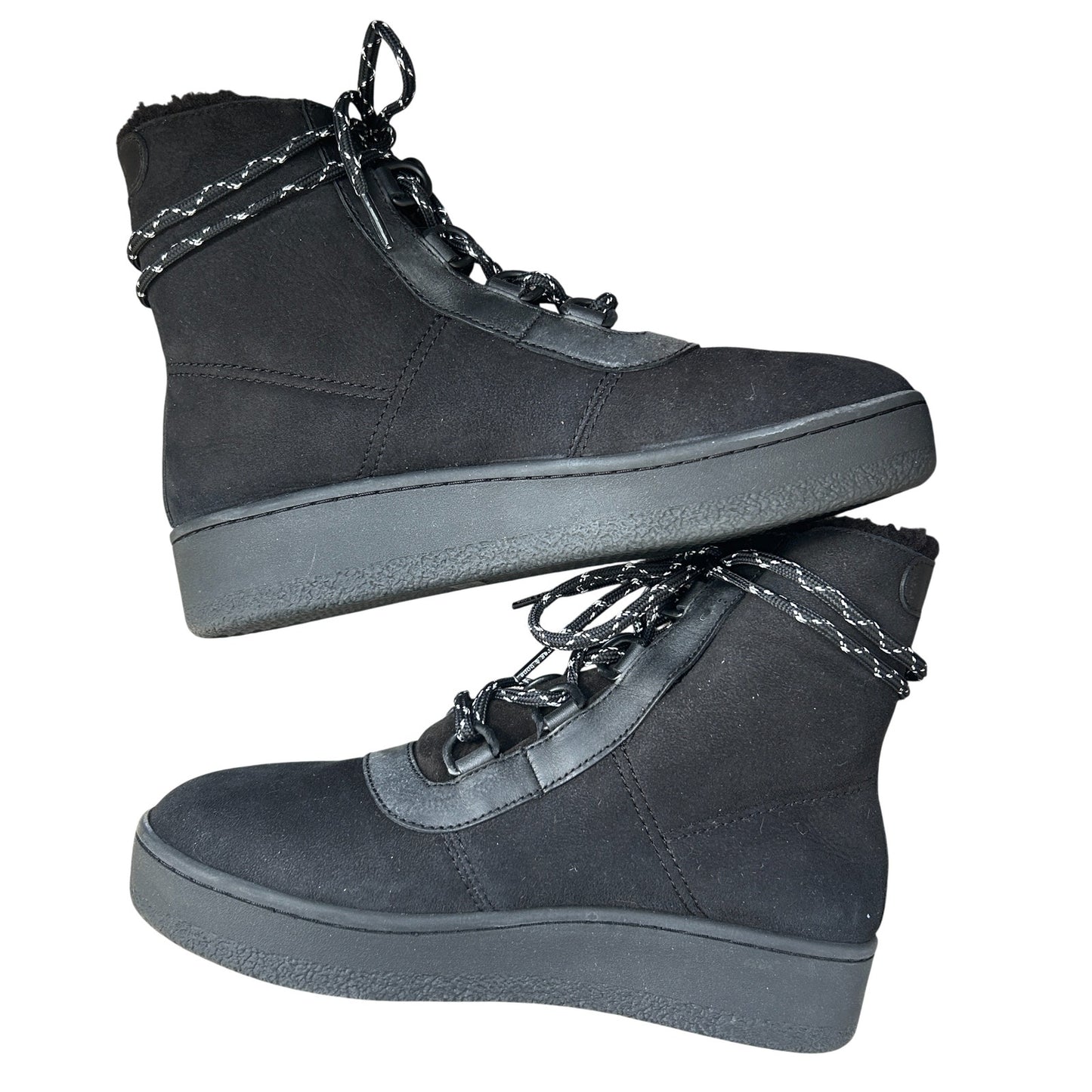 Rag & Bone Black Oslo Lace up Shearling Lined Suede Boots Womens Size 38 US 8
