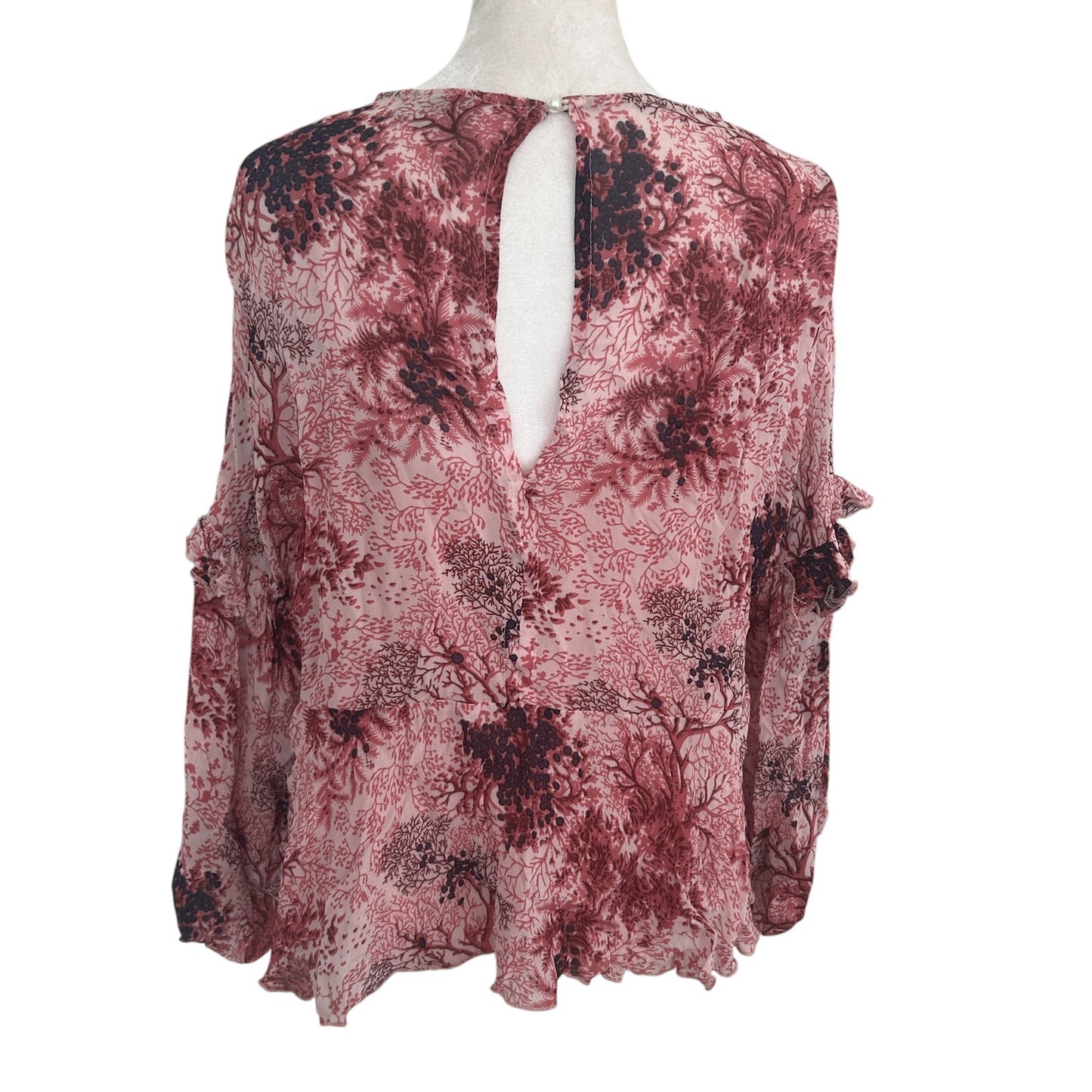Ottod'ame Pink Floral Ruffled Top Blouse Made in Italy Womens Size 4