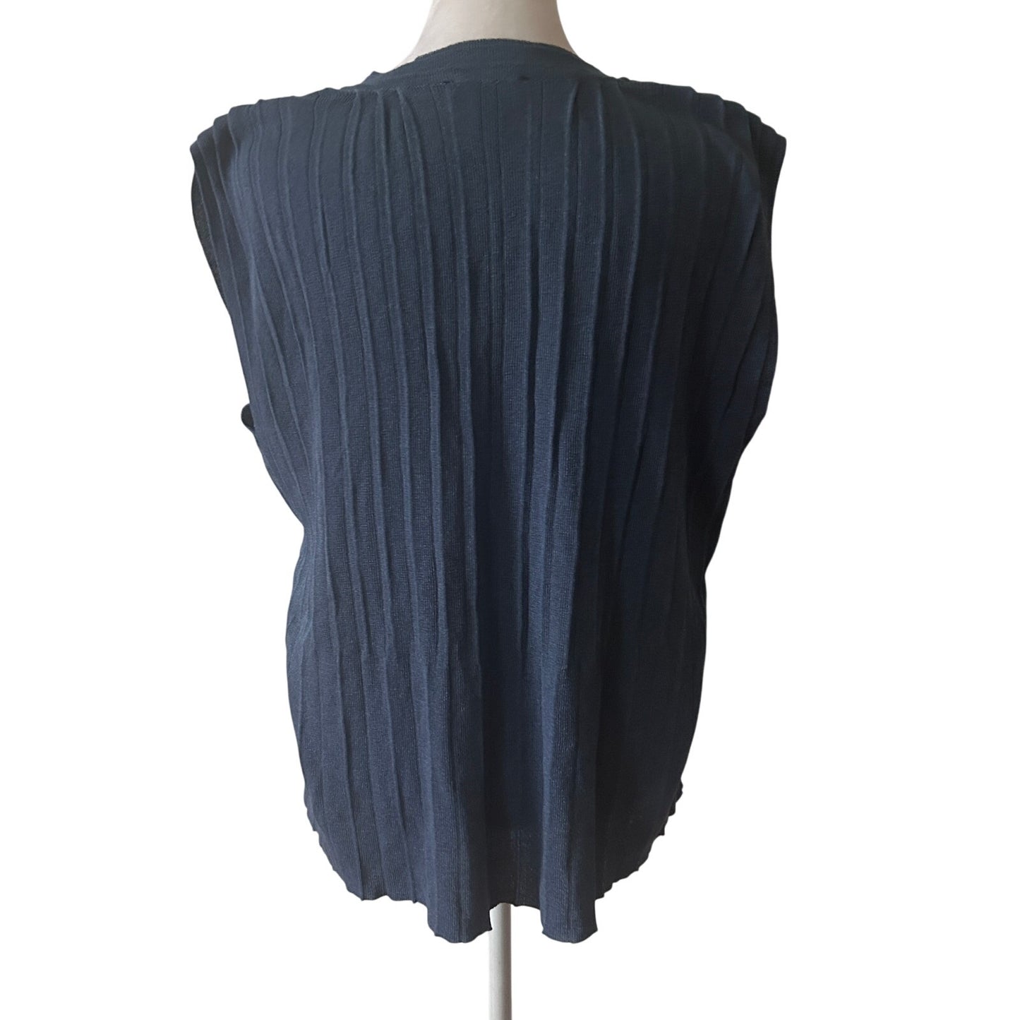 Anthropologie Current Air Slate Blue Sleeveless V-Neck Boxy Sweater Size Small