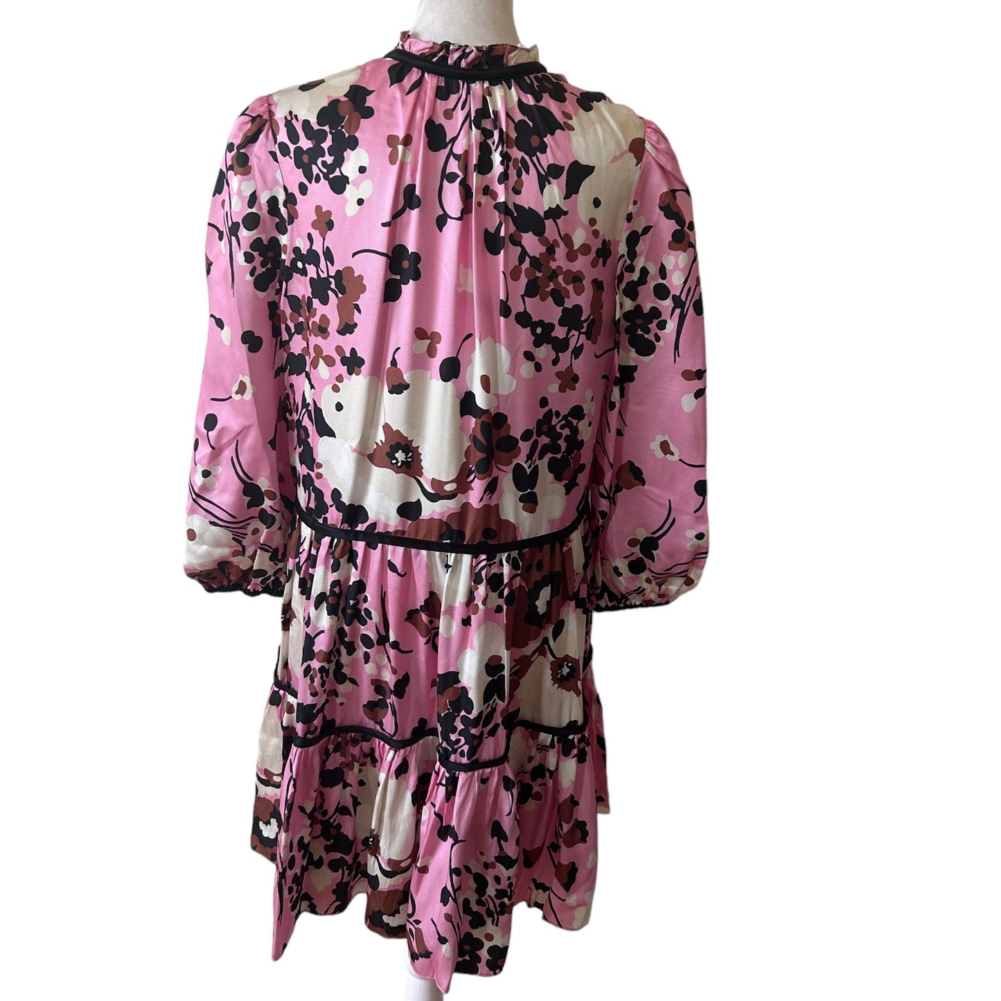 Veronica Beard Hawken Silk Tiered Ruffle Floral Mini Dress Pink Women’s Size 4