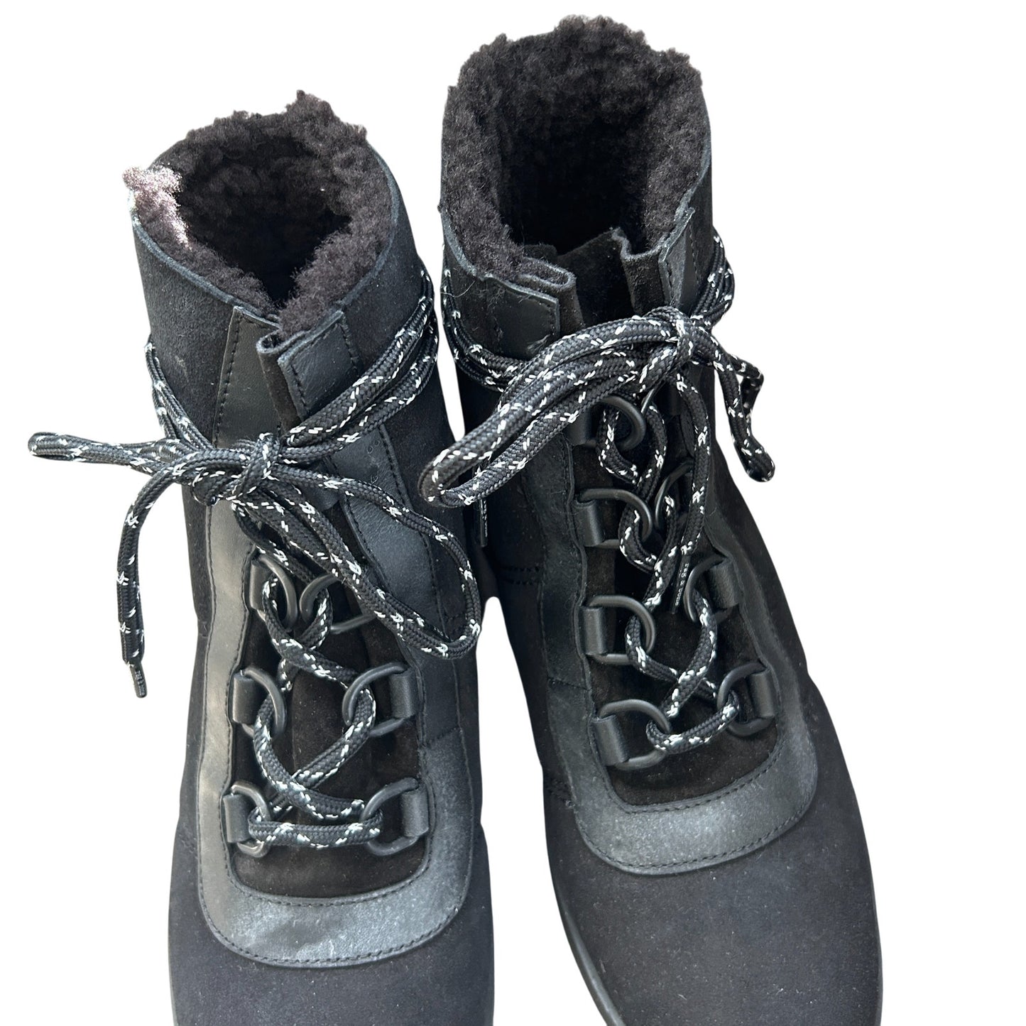Rag & Bone Black Oslo Lace up Shearling Lined Suede Boots Womens Size 38 US 8