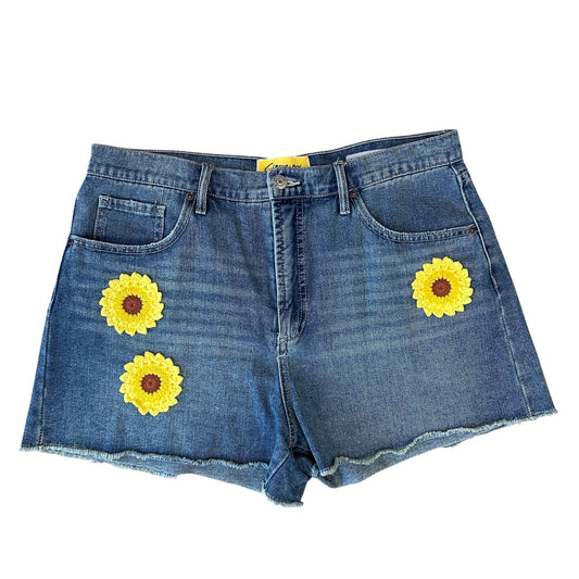 Circus NY Sam Edelman High Rise Denim Short Embroidered Sunflower Womens Size 31