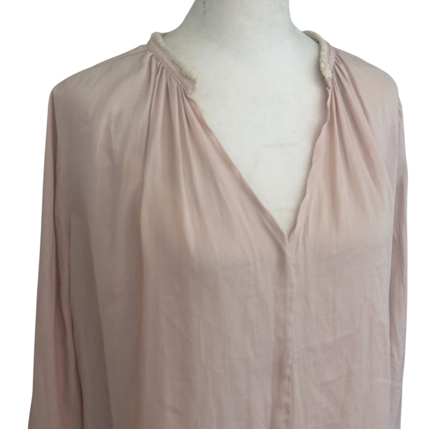 Anthropologie dRA Los Angeles Light Pink V-Neck Blouse Top Womens Size Medium