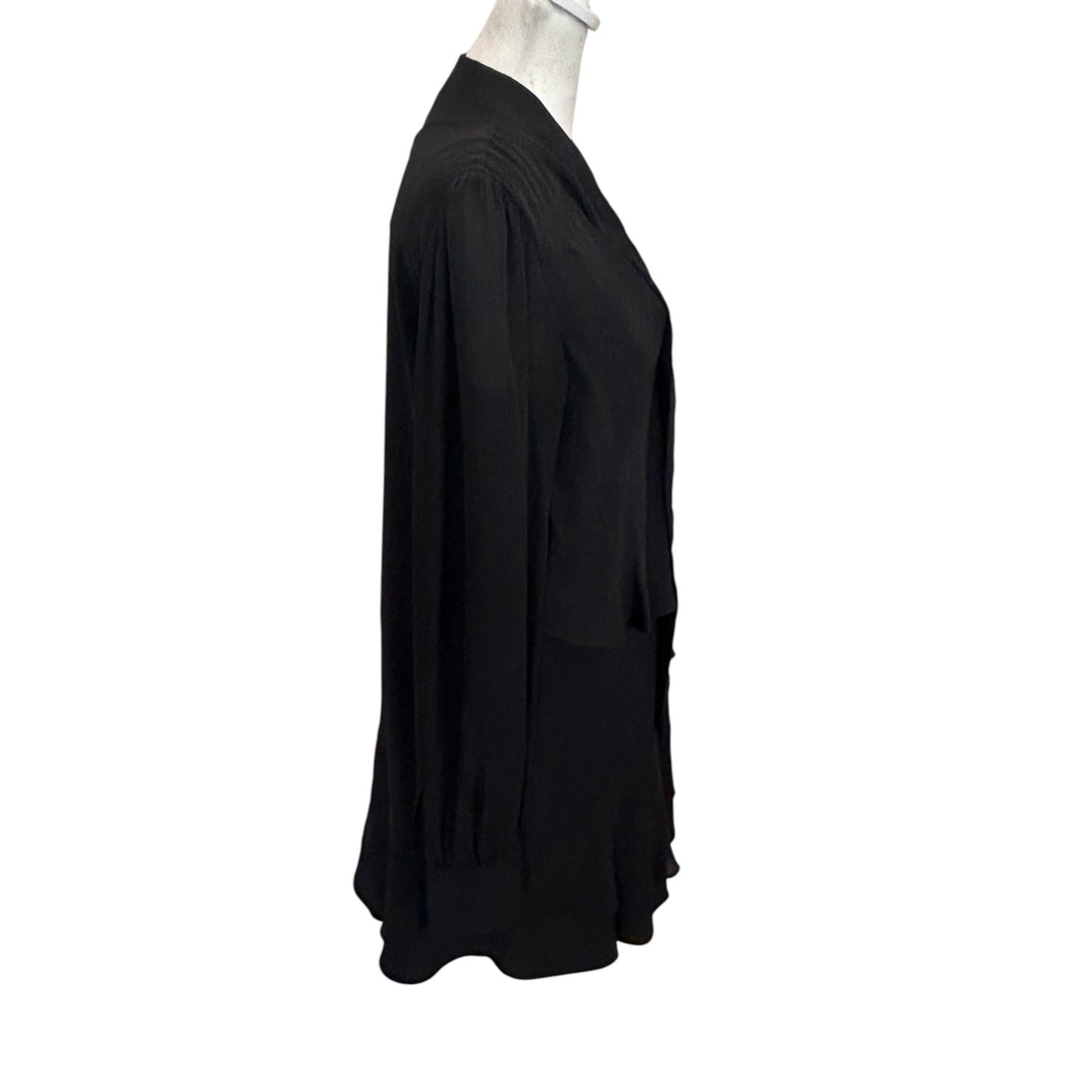 Parker NYC Black Ruffled V-Neck Mini Dress Womens Size Small