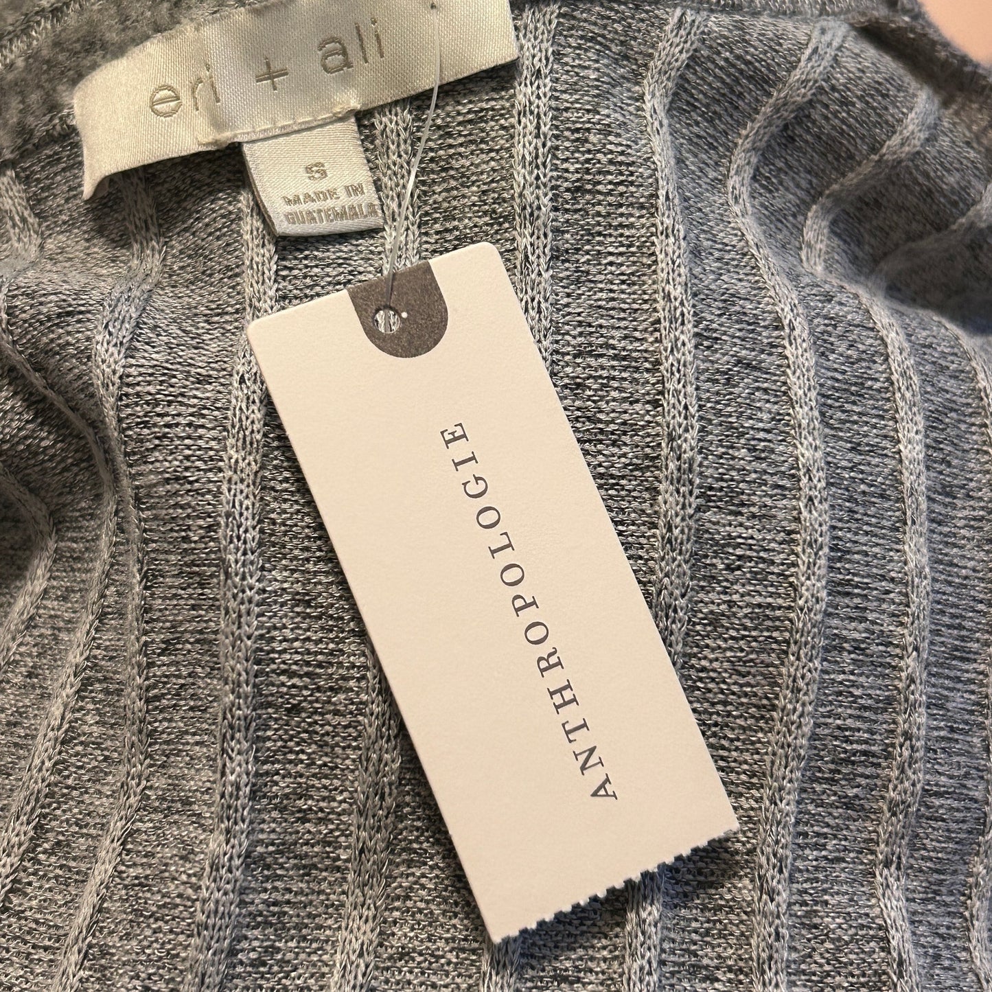 Anthropologie Eri + Ali Gray Ribbed Long Cardigan Sweater NEW Womens Size Small