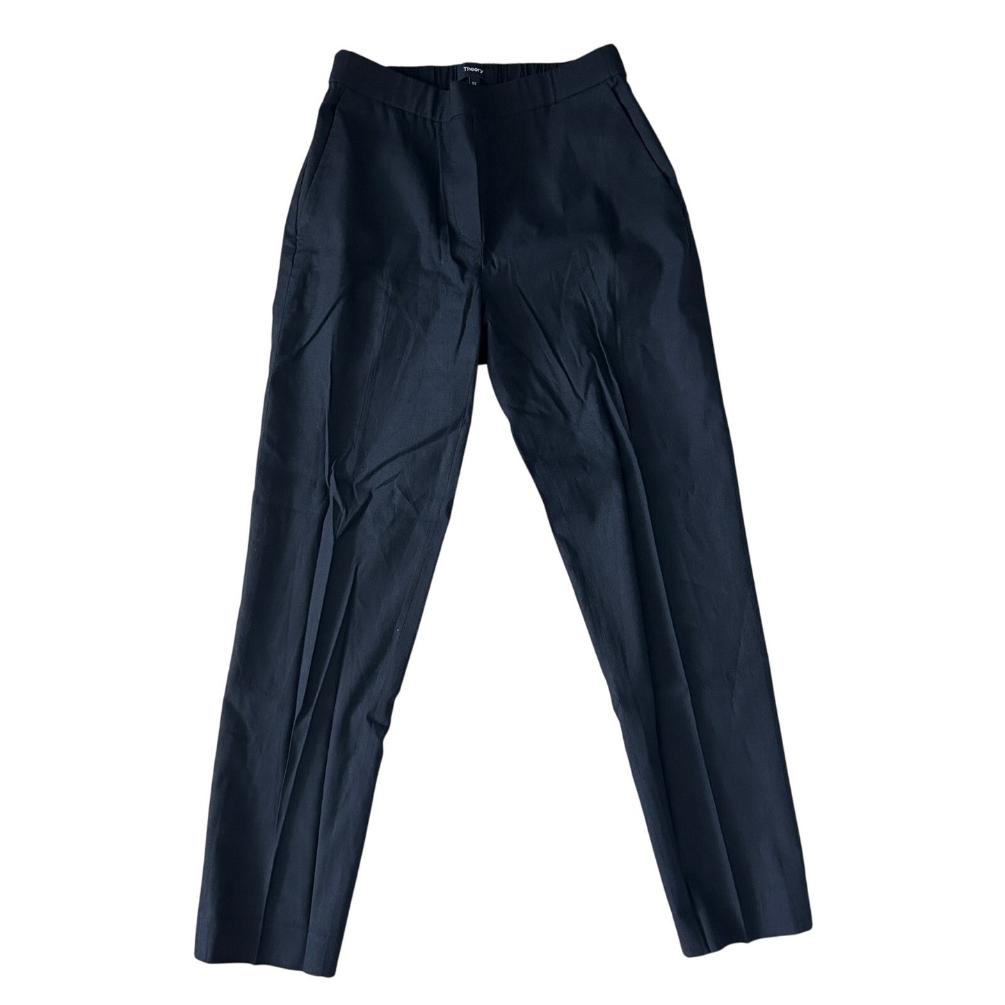Theory Black Treeca Pull On Pants Soft Crunch Linen Blend Womens Size 00