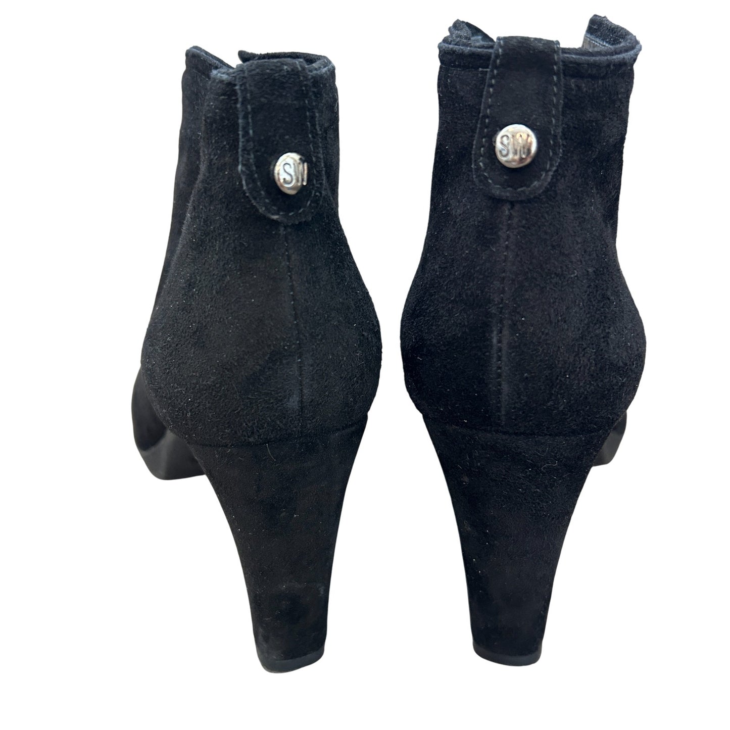 Stuart Weitzman Centrum Black Suede Heeled Ankle Boot Womens Size 7.5