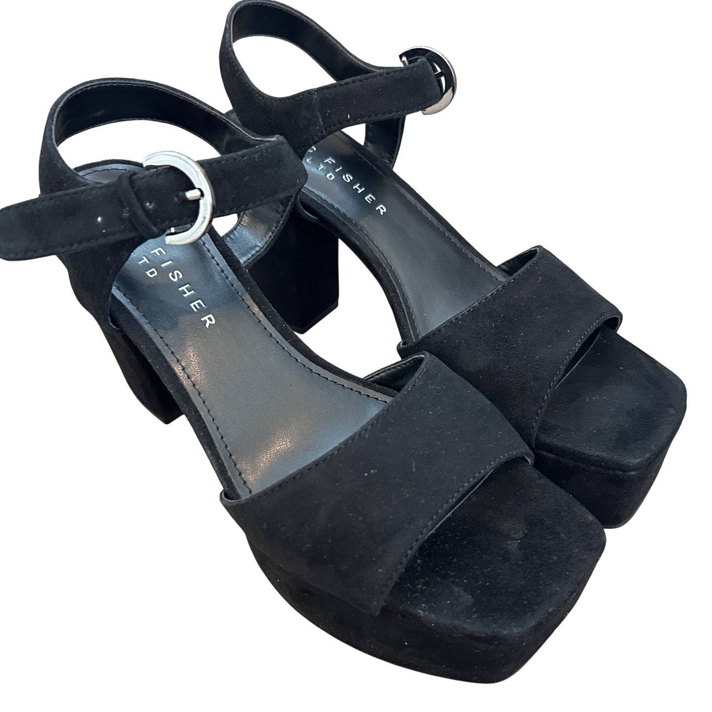 Marc Fisher Cinthia Black Suede Platform Sandal Womens Size 8 NEW