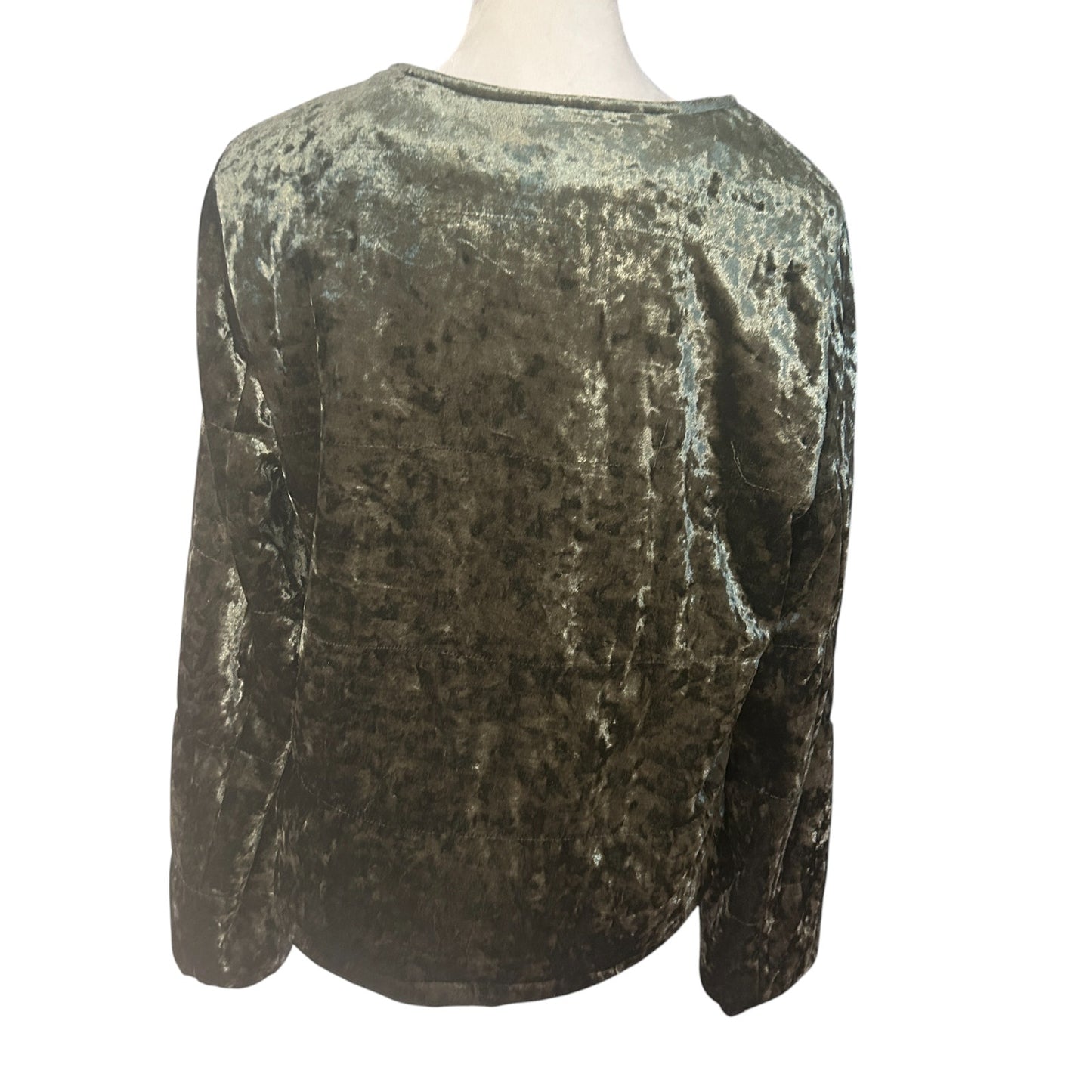 Anthropologie Sanctuary Dark Green Velvet Full Zip Coat Womens Size Medium