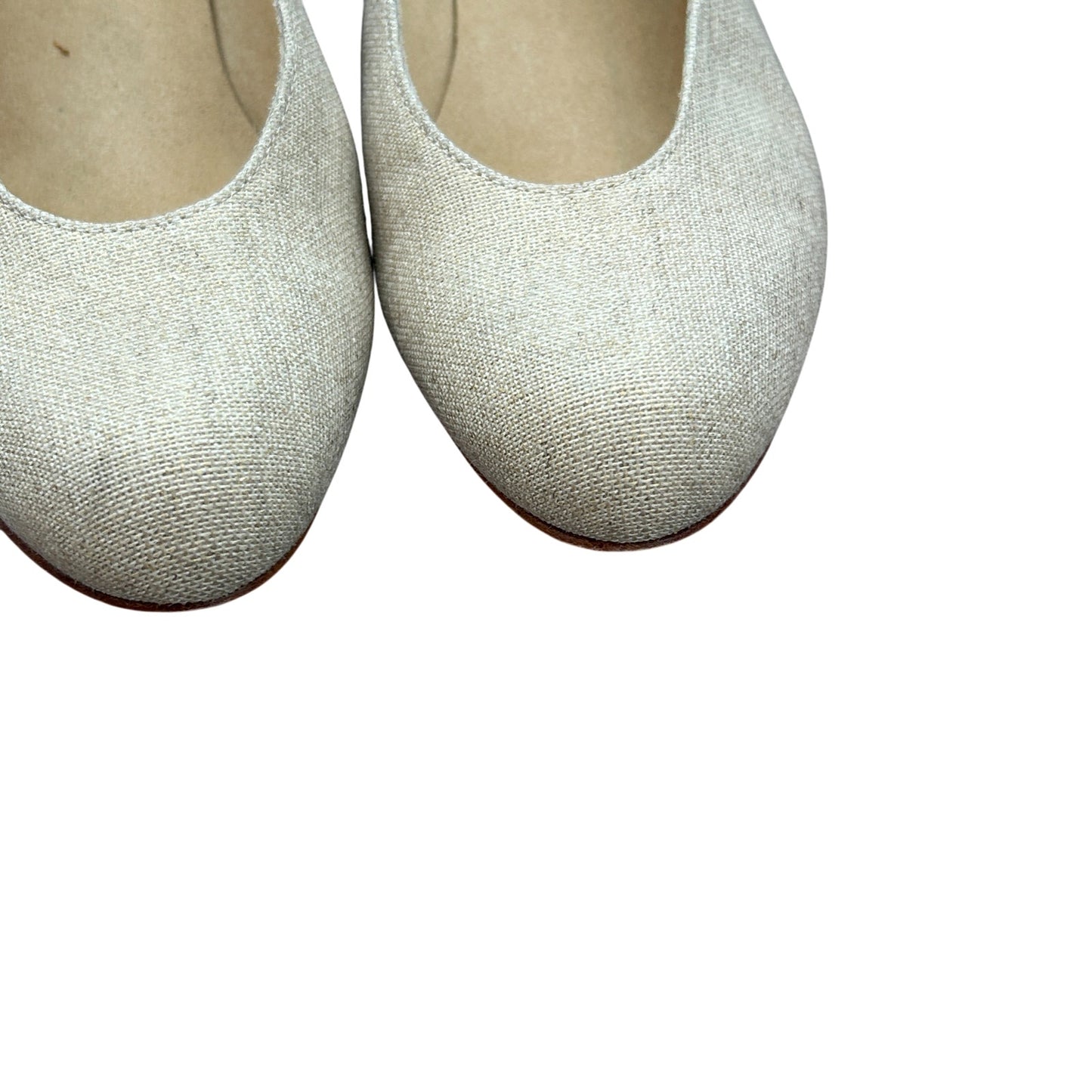 Stuart Weitzman Chicpump Gold Summer Linen Closed Toe Pump Heels Womens Size 7.5