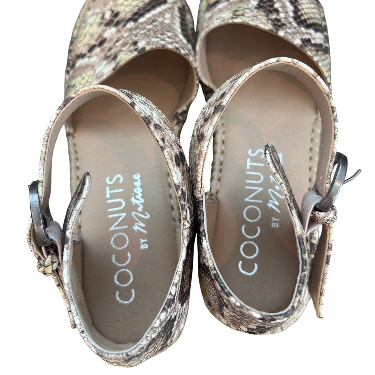 Coconuts by Matisse Flirty Natural Snake Skin Platform Wedge Sandal Size 8.5