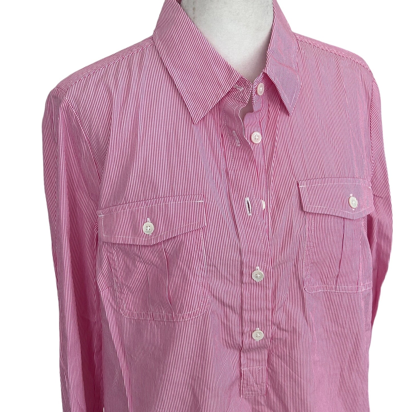Vineyard Vines Pink and White Striped 1/2 Button DownTop Womens Size 6