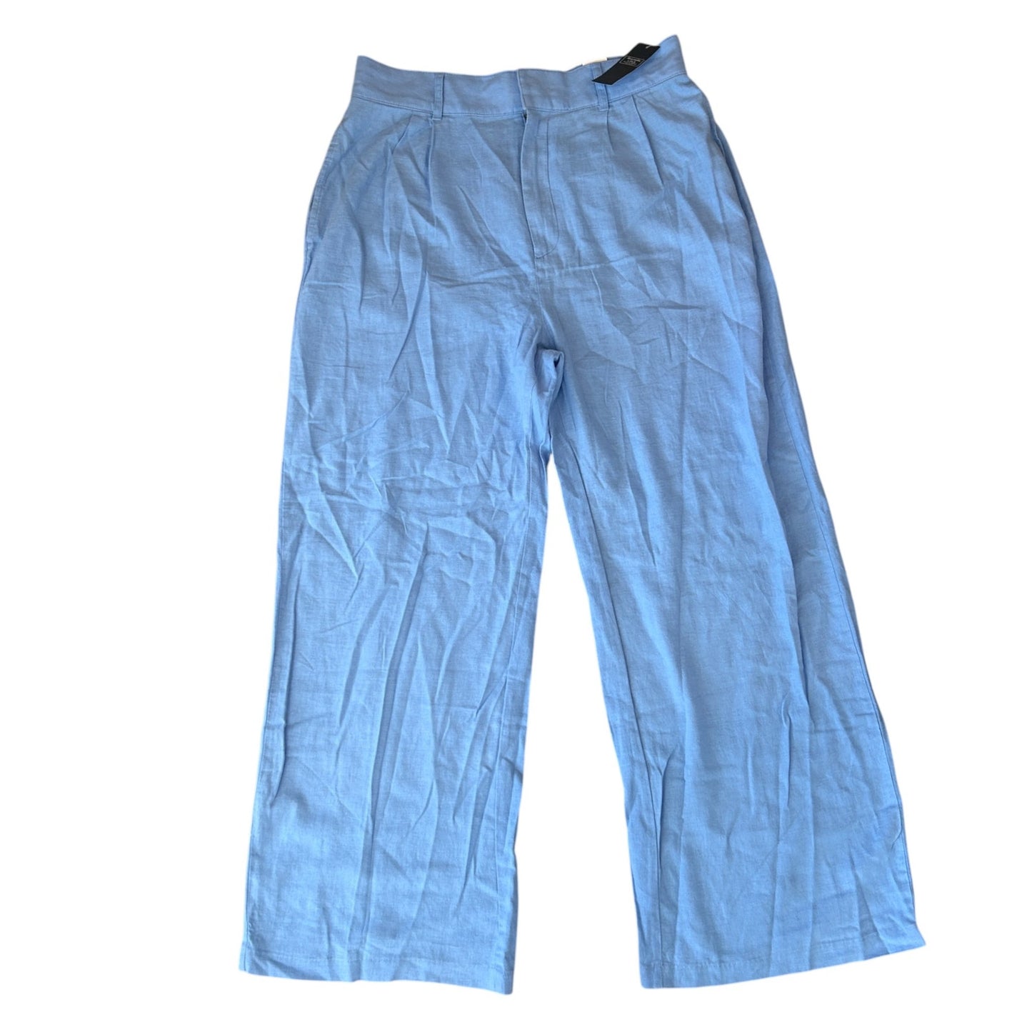 Abercrombie & Fitch Blue Linen Blend Wide Leg Pant Womens Size Large NEW