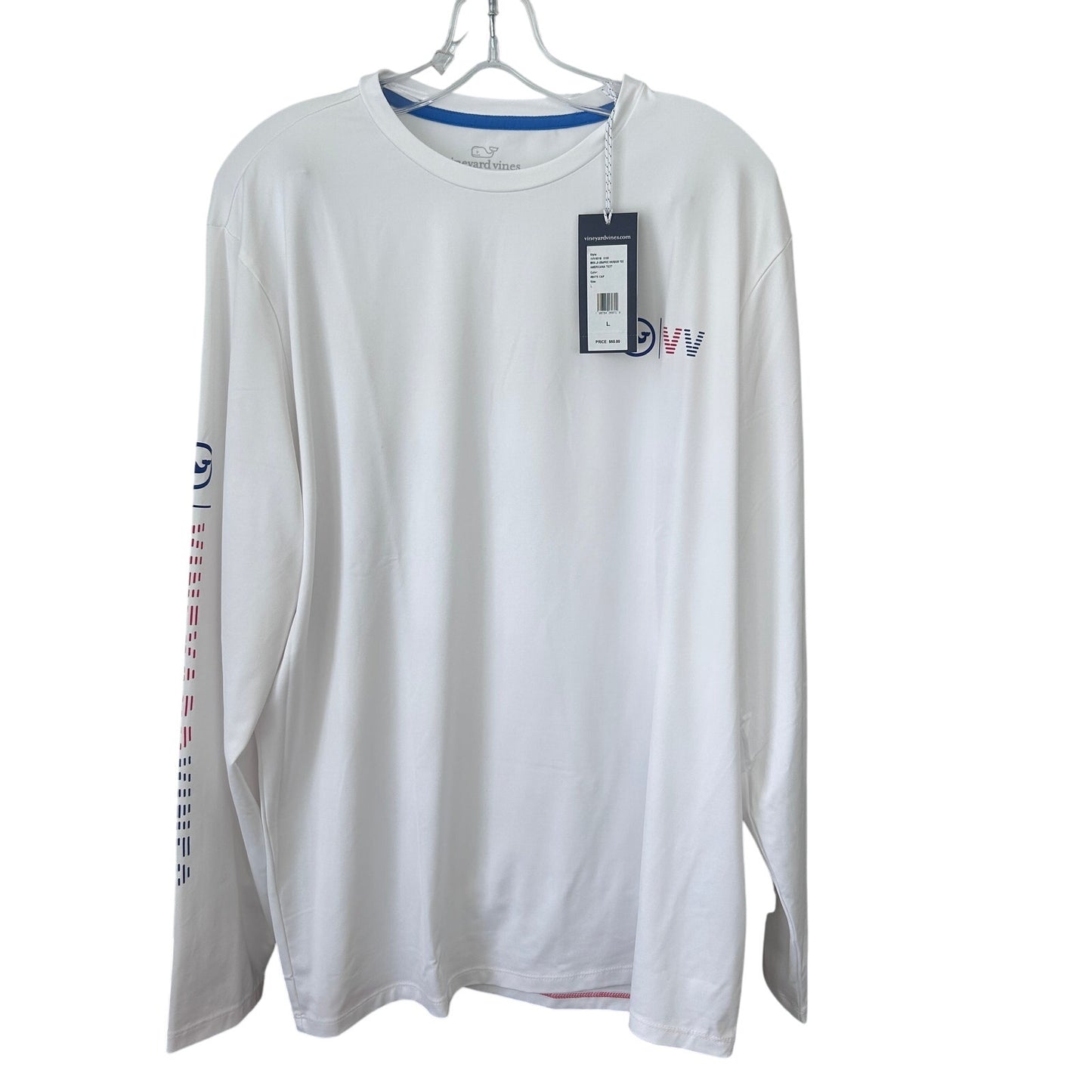 Vineyard Vines NWT Performance White Long Sleeve Tee Americana Mens Size Large