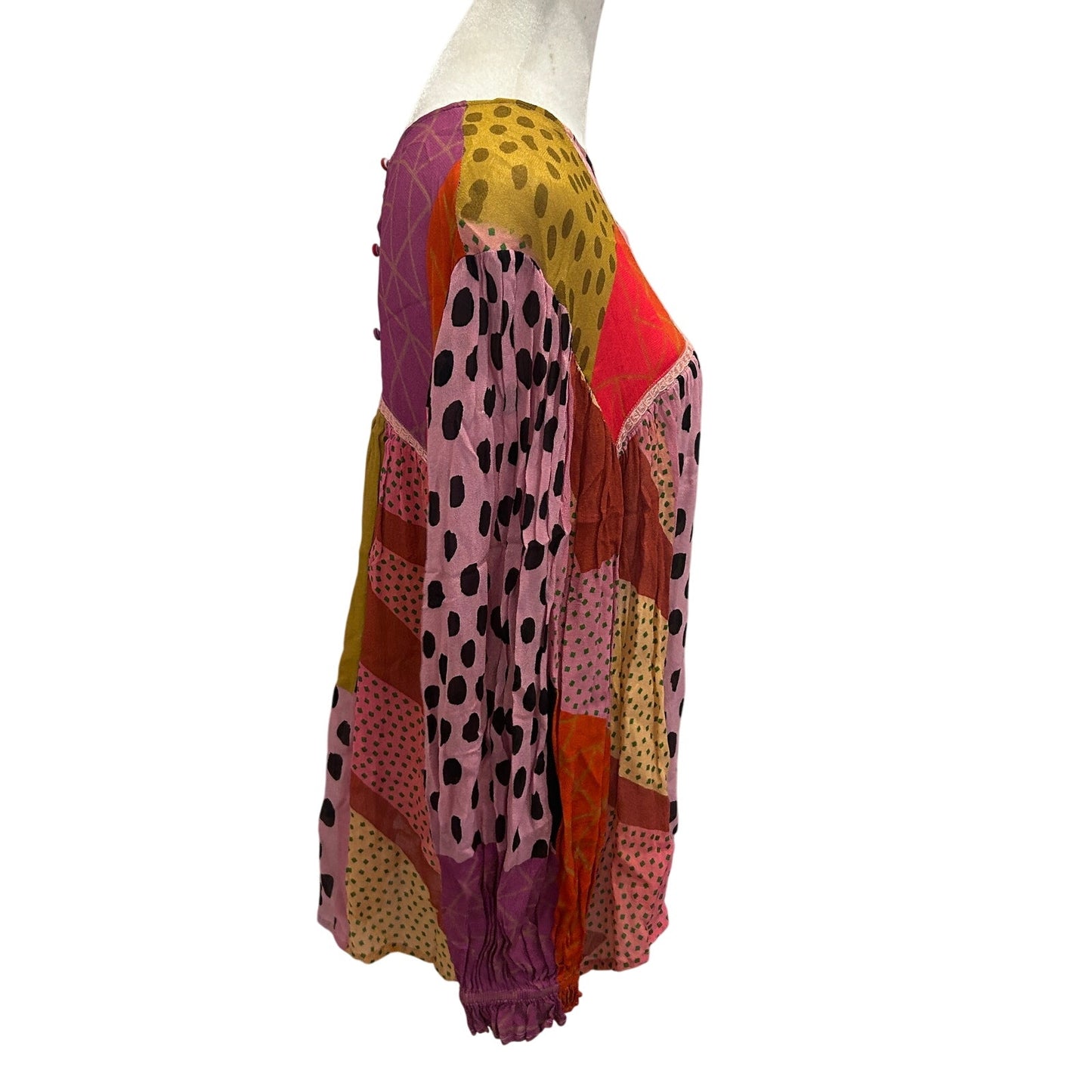 Anthropologie Bl^nk Bl-nk Miranda Boho Peasant Blouse Womens Size Large Petite