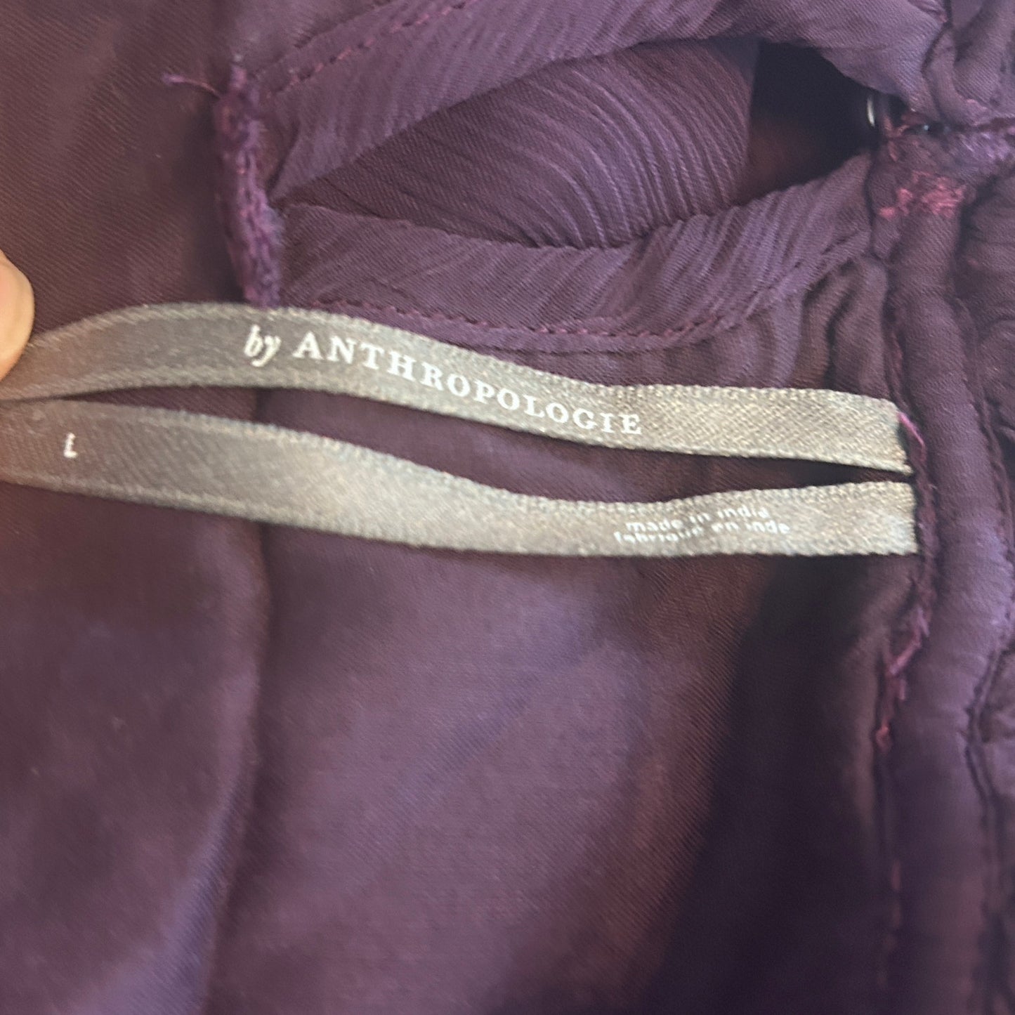 Anthropologie Dark Plum Purple Ruffled Cold Shoulder Blouse Womens Size Large
