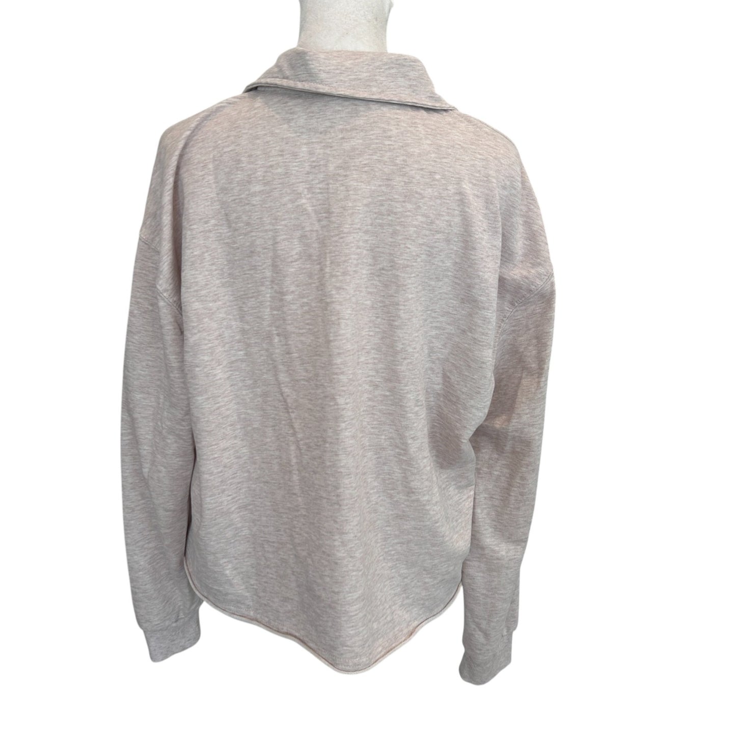 Z Supply Tan 1/4 Button Cropped Raw Hem Collared Sweatshirt Womens Size Small