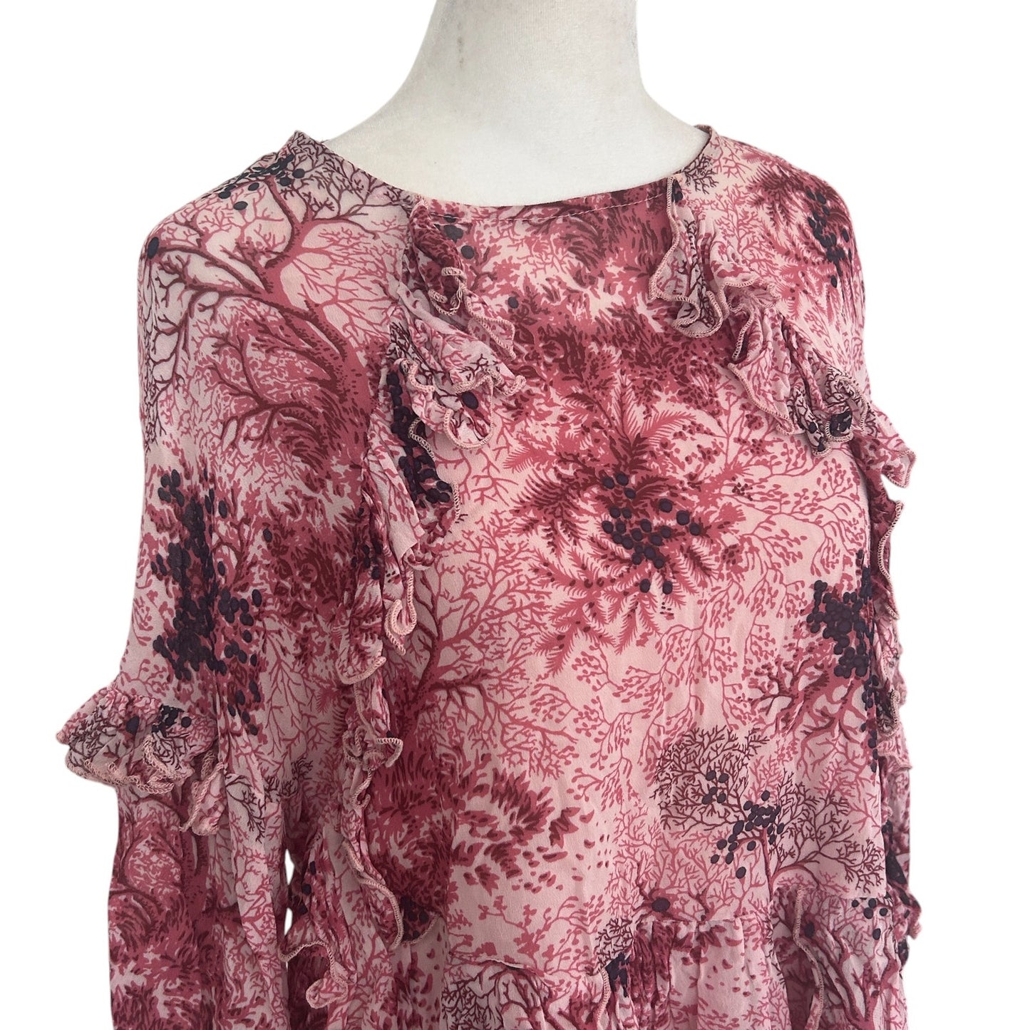 Ottod'ame Pink Floral Ruffled Top Blouse Made in Italy Womens Size 4