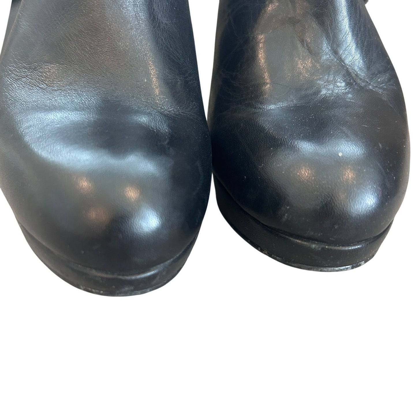 Kelsi Dagger Rosabella Black Grey Leather Heeled Platform Boots Womens Size 8.5