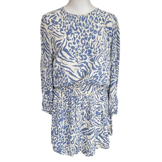 Rails Blue and Ivory Inez Mixed Animal Print Dress Womens Size Large