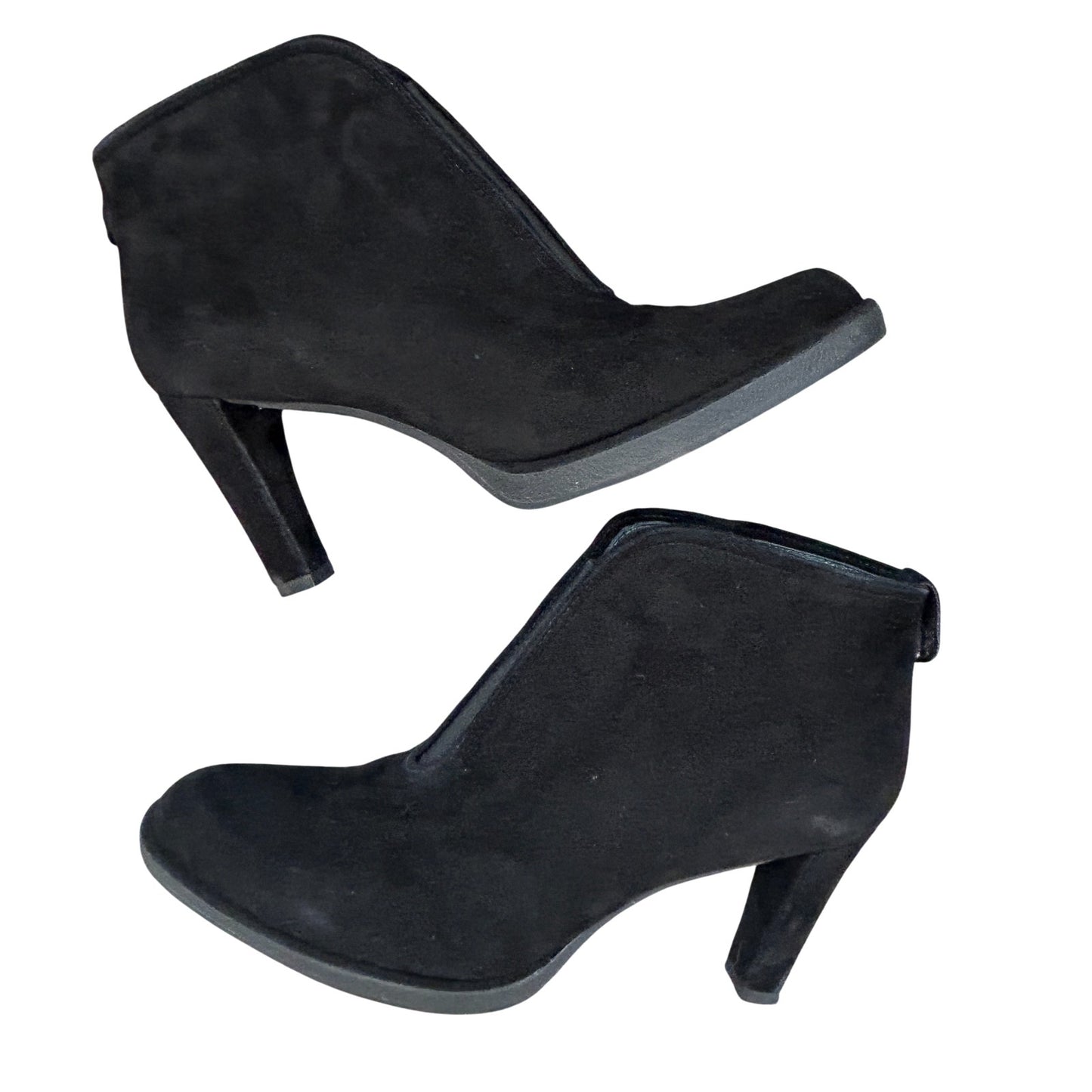 Stuart Weitzman Centrum Black Suede Heeled Ankle Boot Womens Size 7.5