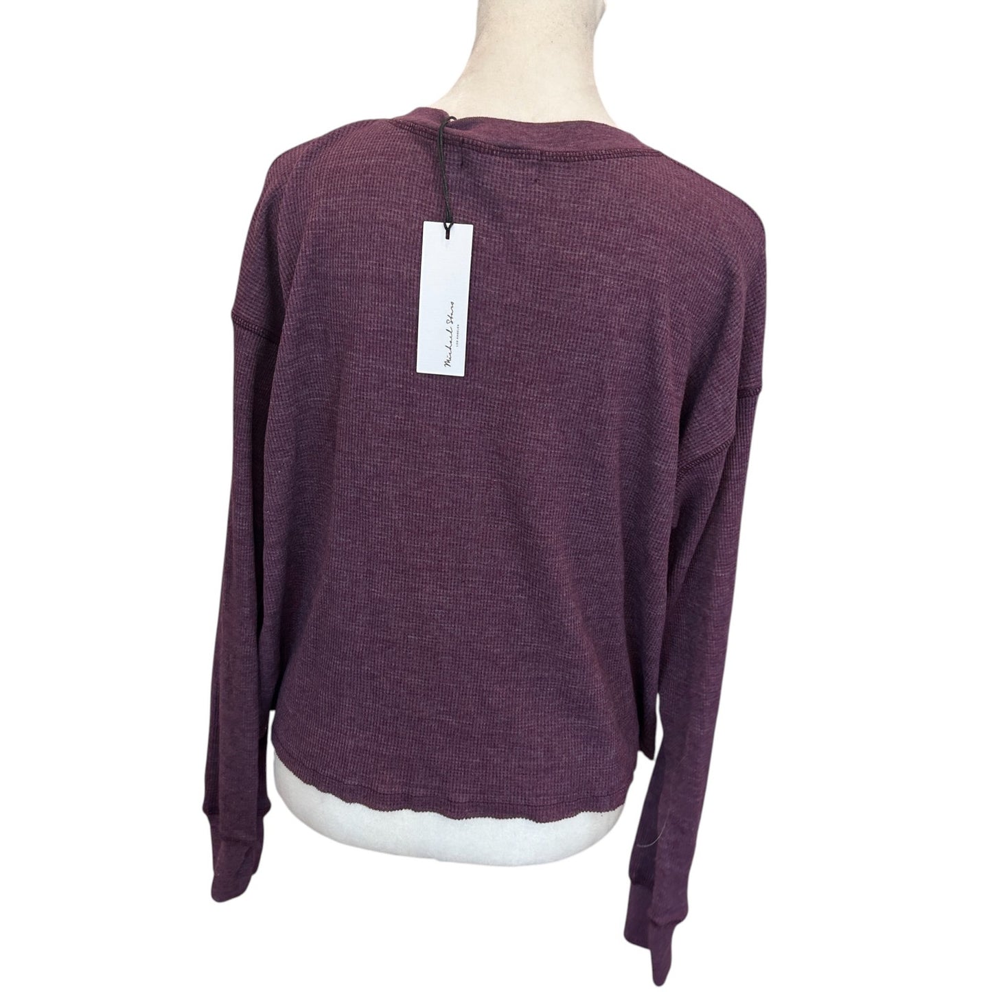 Michael Stars NEW Delia Boxy Thermal Long Sleeve Top Purple Grape Womens Size XS