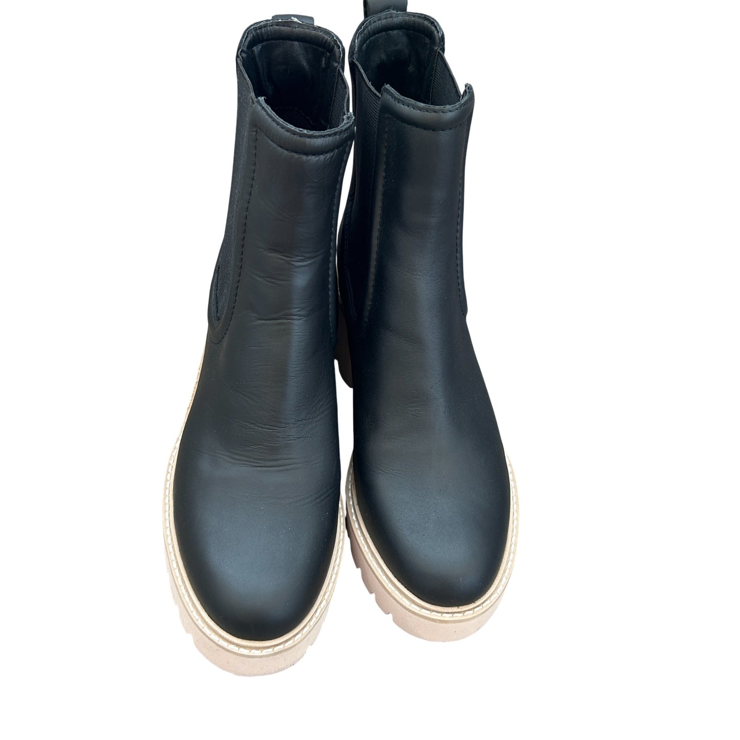 Dolce Vita Black Leather Chelsea Lug Sole Boot Womens Size 8