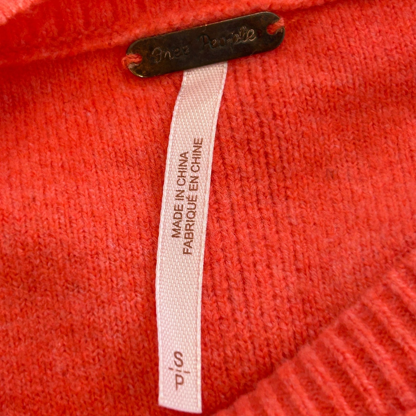 Free People Orange Wool Blend Pullover Boxy Sweater Womens Size Small