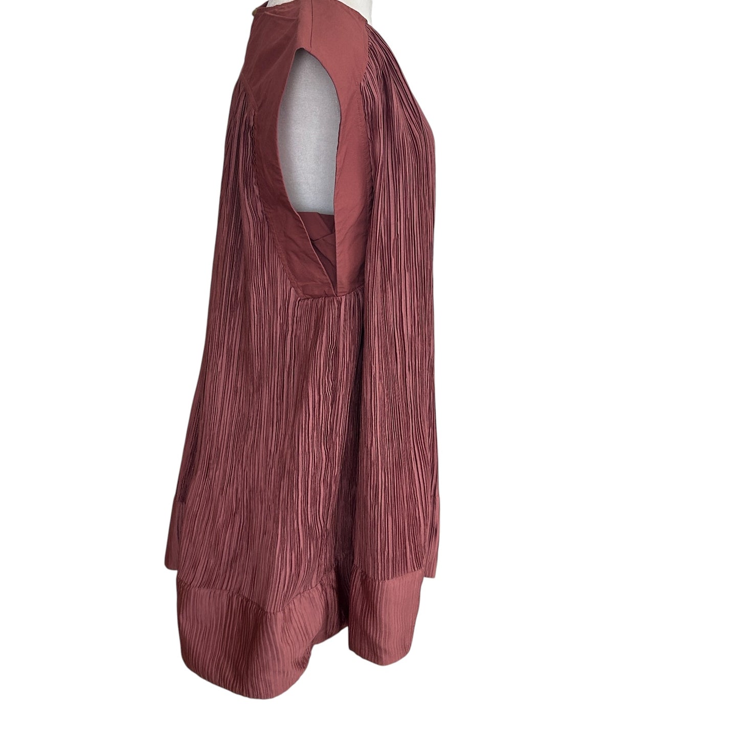 Anthropologie Cap Sleeve Bubble Hem Brown Dress Womens Size Medium