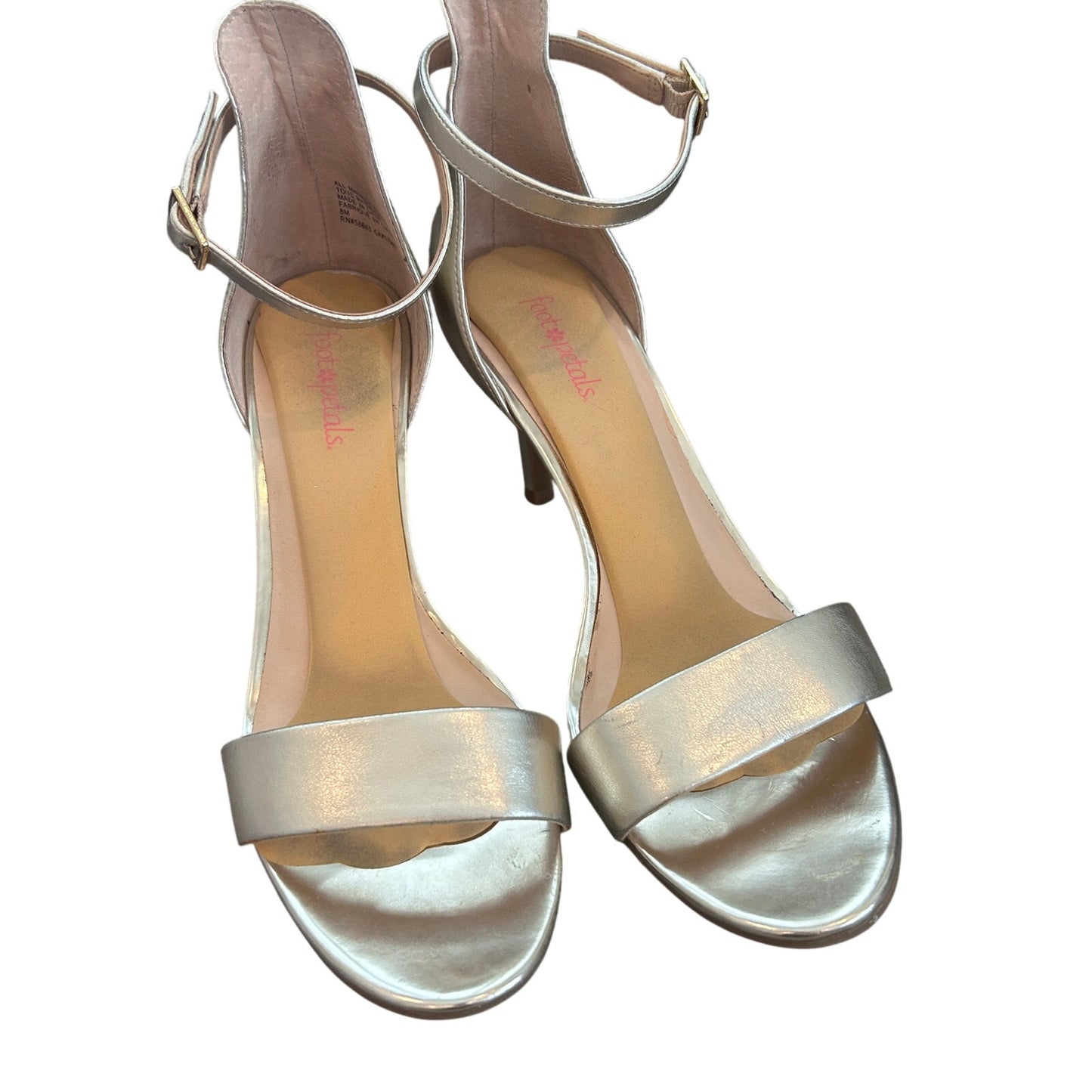BP Luminate Gold Strappy Slingback Heel Ankle Strap Womens Size 8