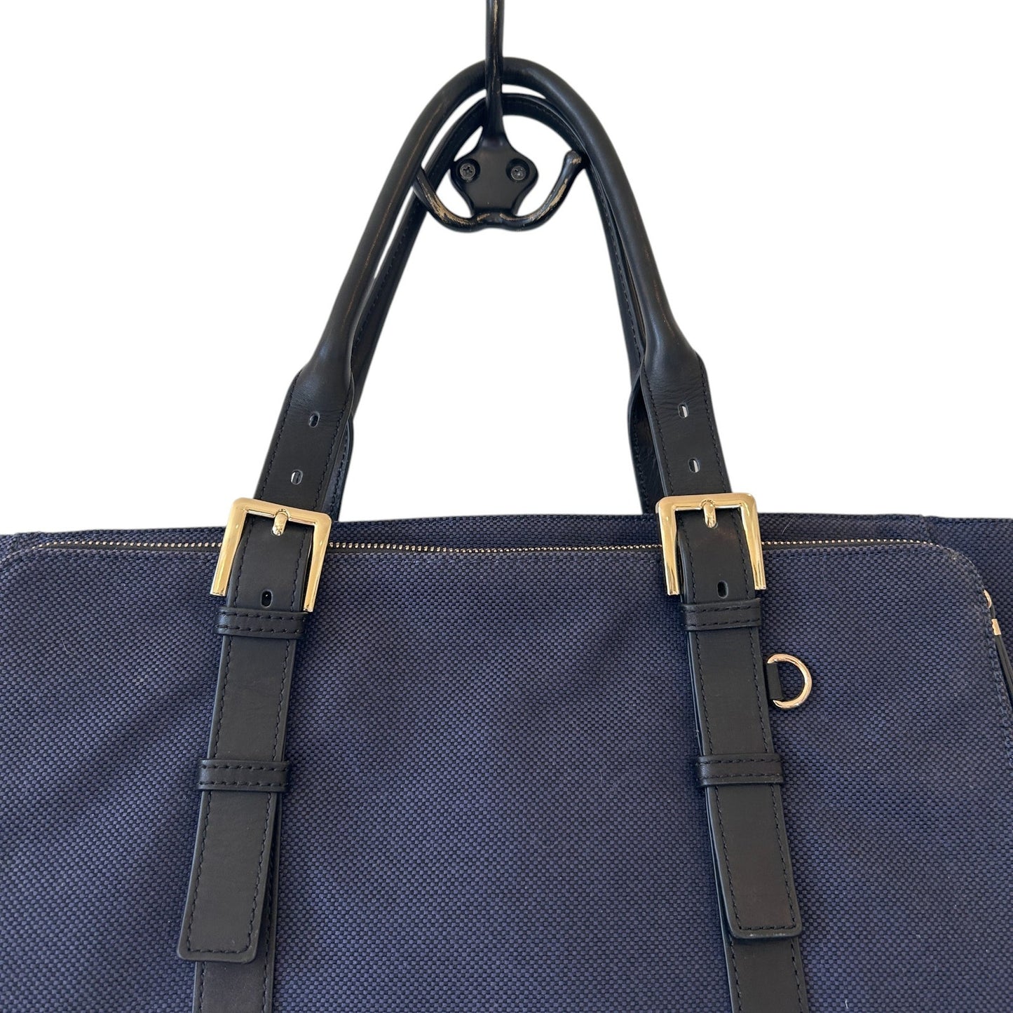 India Hicks Navy Blue and Black Duchess of Windsor Tote Shoulder Bag