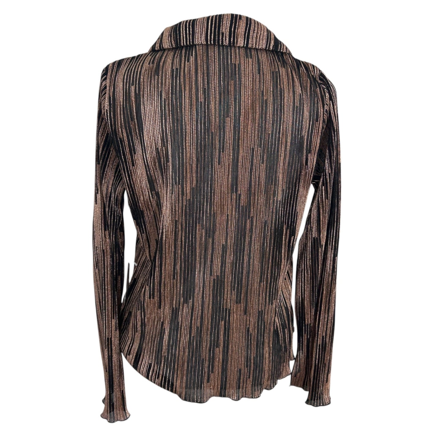 Six Fifty NWT Black and Gold Millie Metalic Striped V-Neck Top Womens Size Small