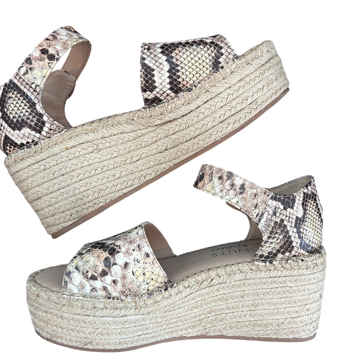 Coconuts by Matisse Flirty Natural Snake Skin Platform Wedge Sandal Size 8.5