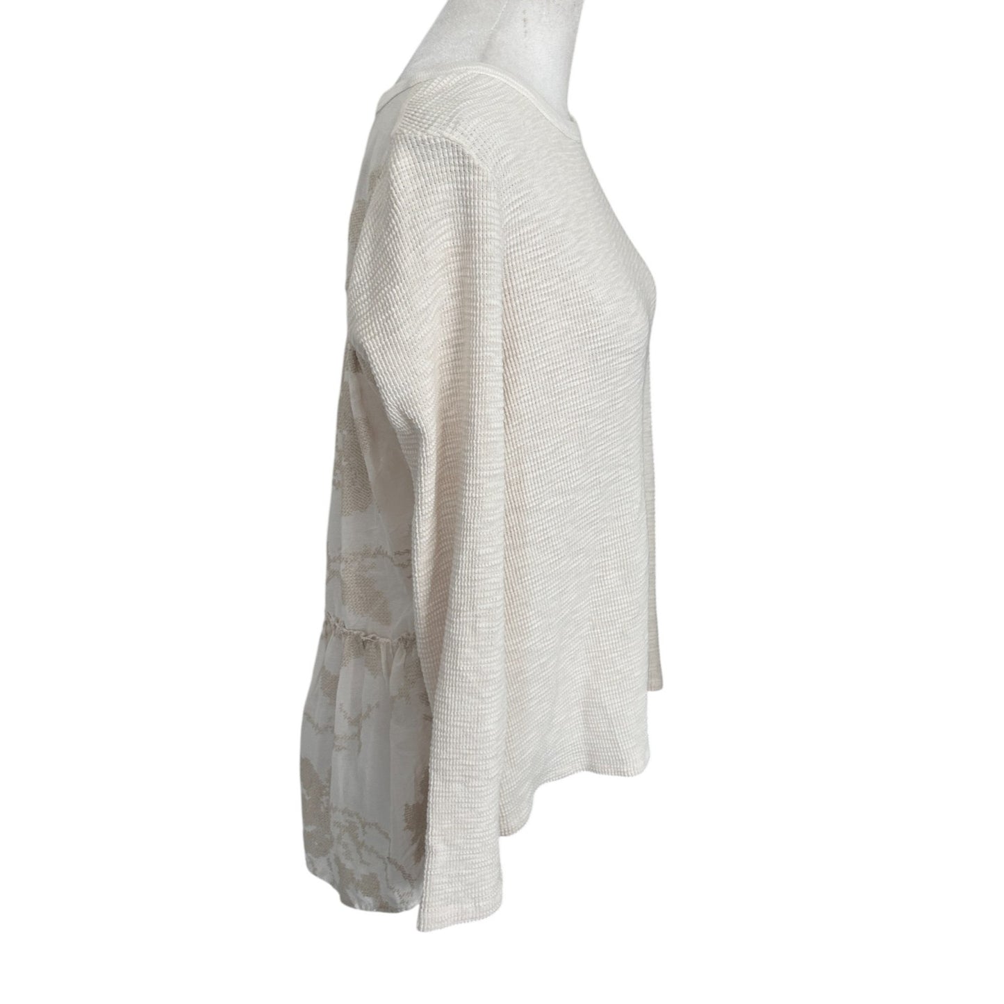 Dylan Ivory / Off-White Boho Waffle Front Blousy Back Top Womens Size Small
