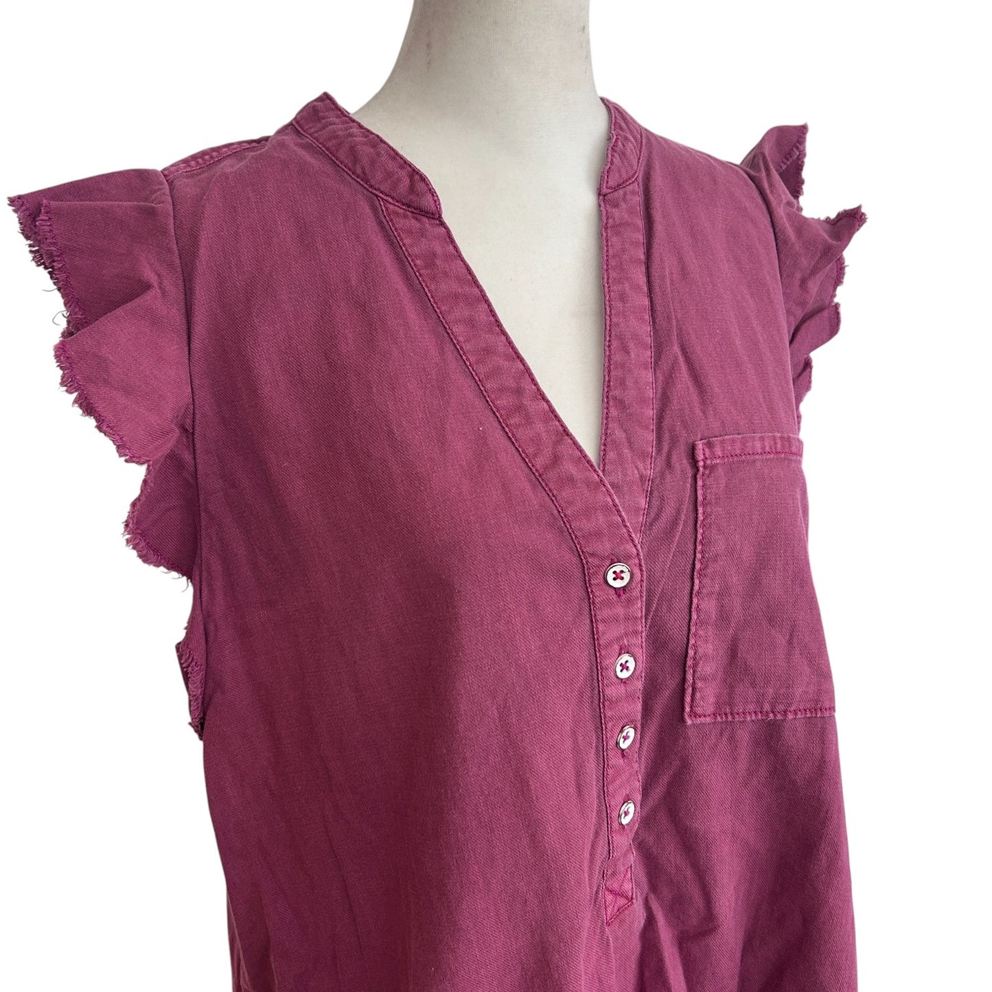 Anthropologie Pilcro Burgundy Flounced Tunic Dress Fringe Womens Size Medium