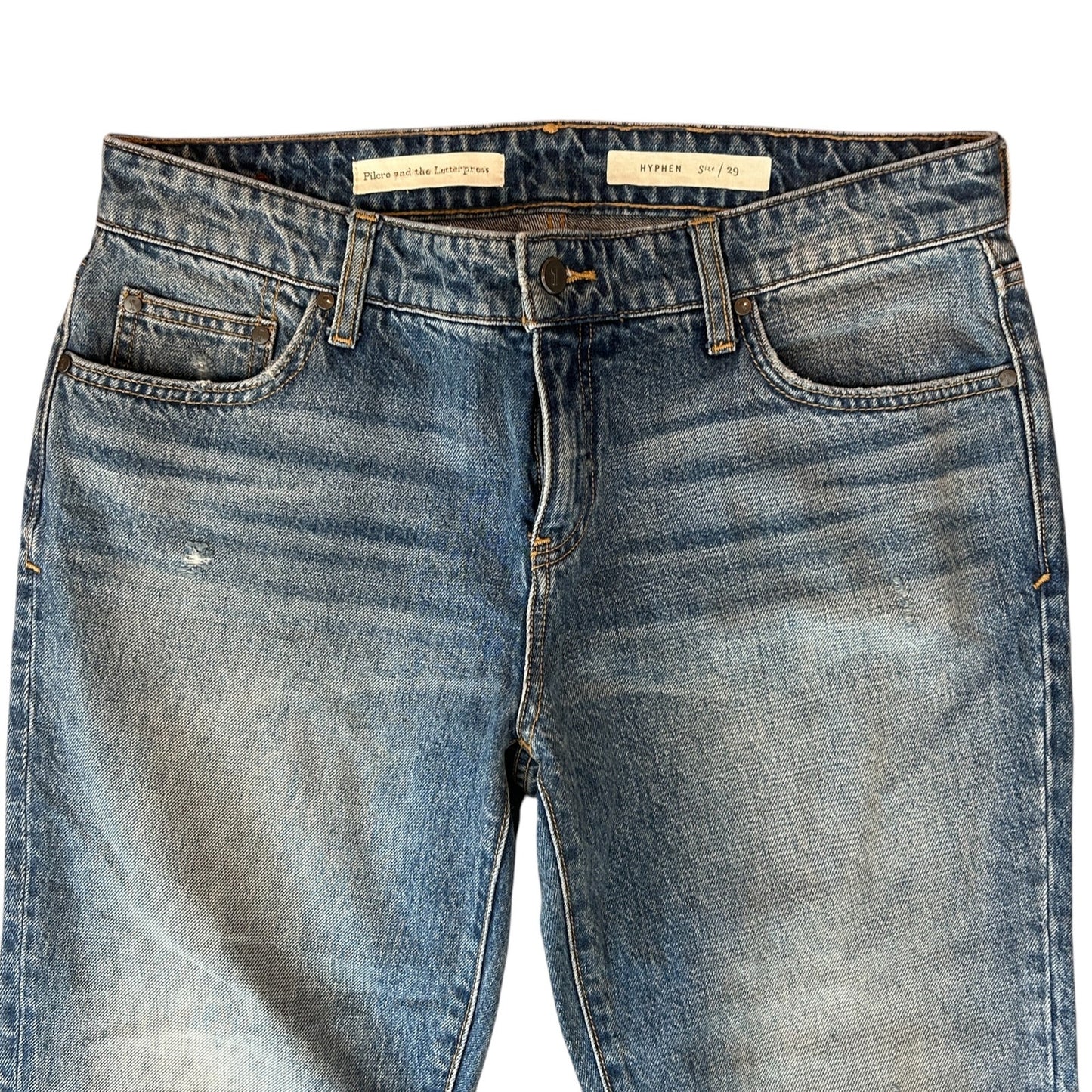 Pilcro and the Letterpress Hyphen Boho Fringed Boyfriend Jeans Womens Size 29