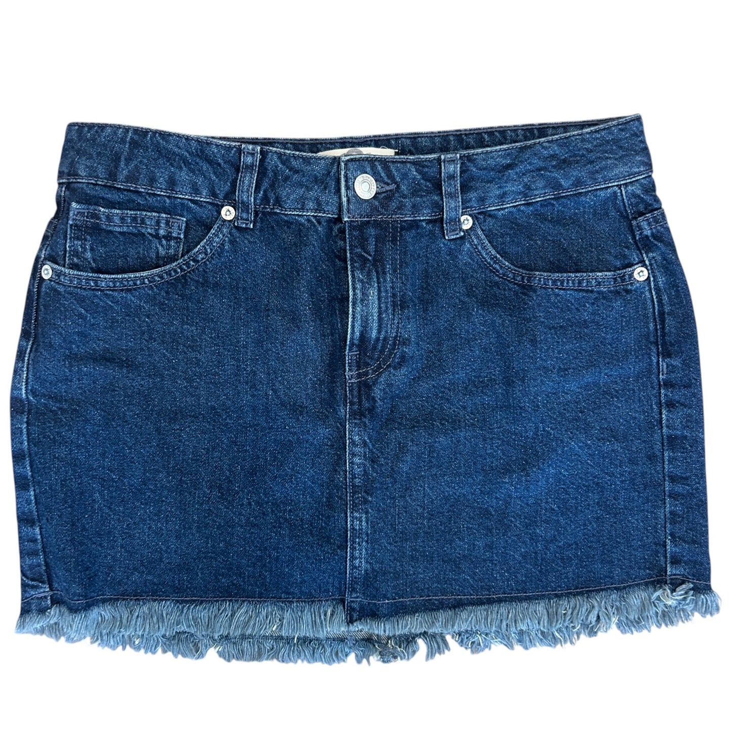 We The Free Dark Wash Raw Hem Denim Mini Skirt Womens Size 8