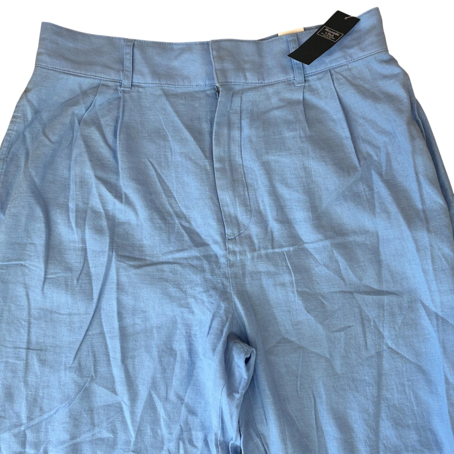 Abercrombie & Fitch Blue Linen Blend Wide Leg Pant Womens Size Large NEW