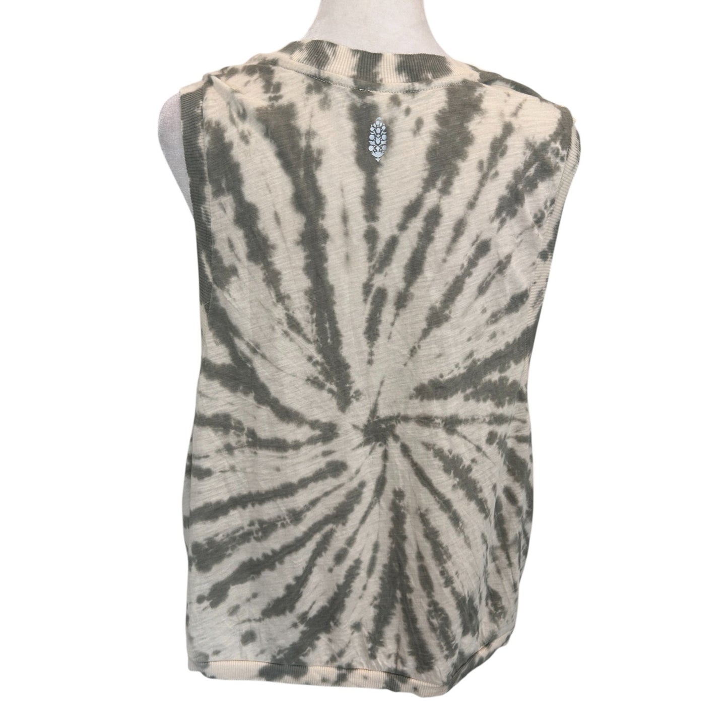 Free People FP Movement Green and Ivory Tie Dye Tank Top Womens Size Small NEW