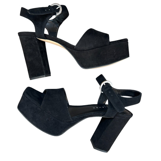 Marc Fisher Cinthia Black Suede Platform Sandal Womens Size 8 NEW