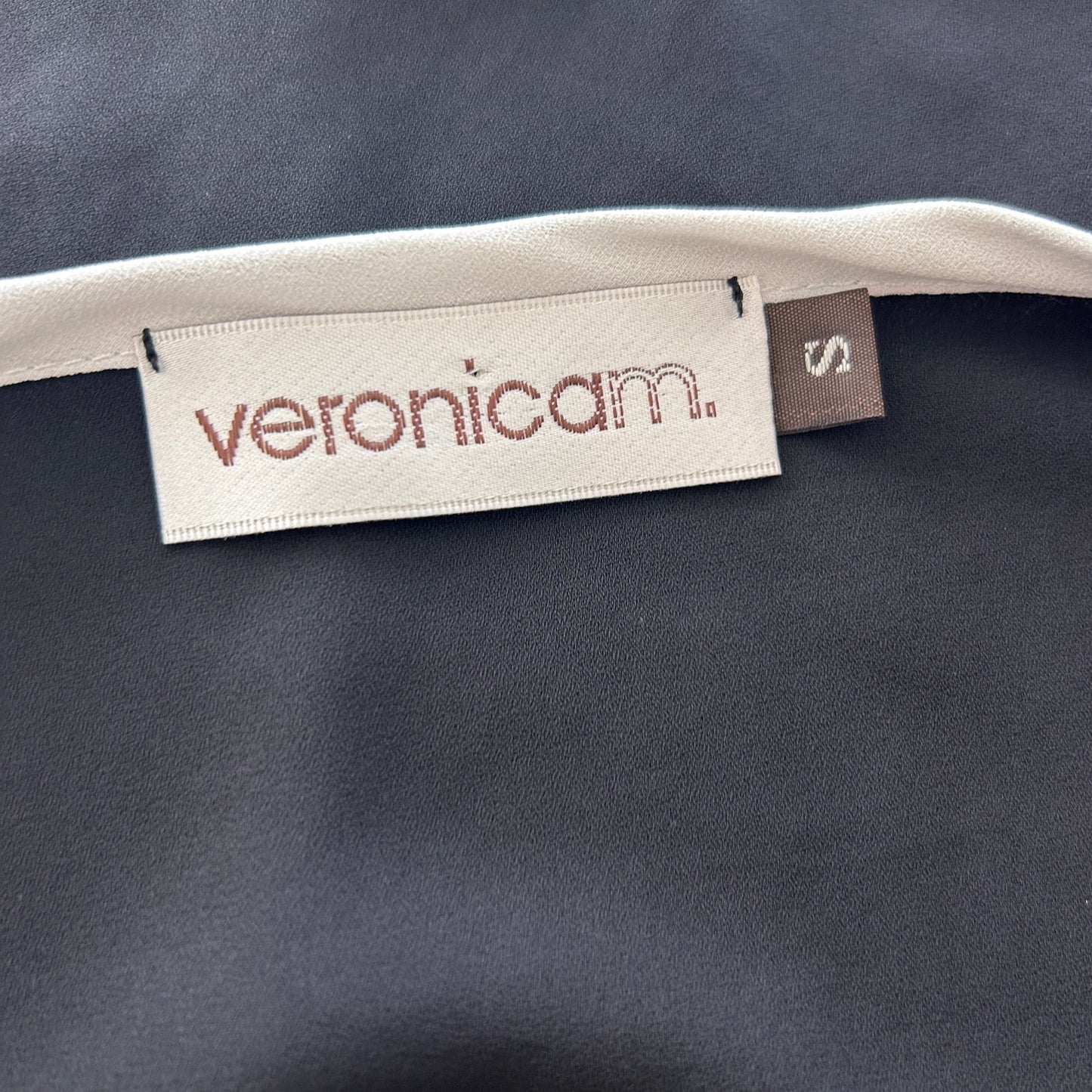 Veronica M. Black and Ivory V-Neck Classic Top Blouse Womens Size Small