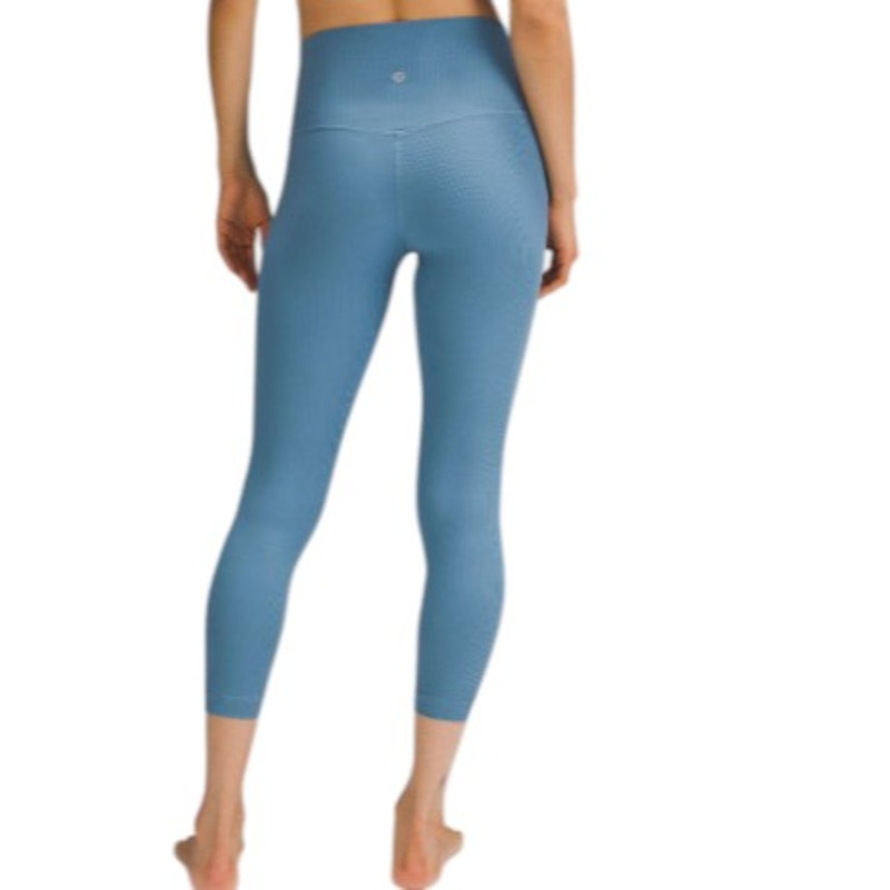 Lululemon Align Ribbed High Rise Crop 23" Utility Blue Nulu Fabric Womens Size 4
