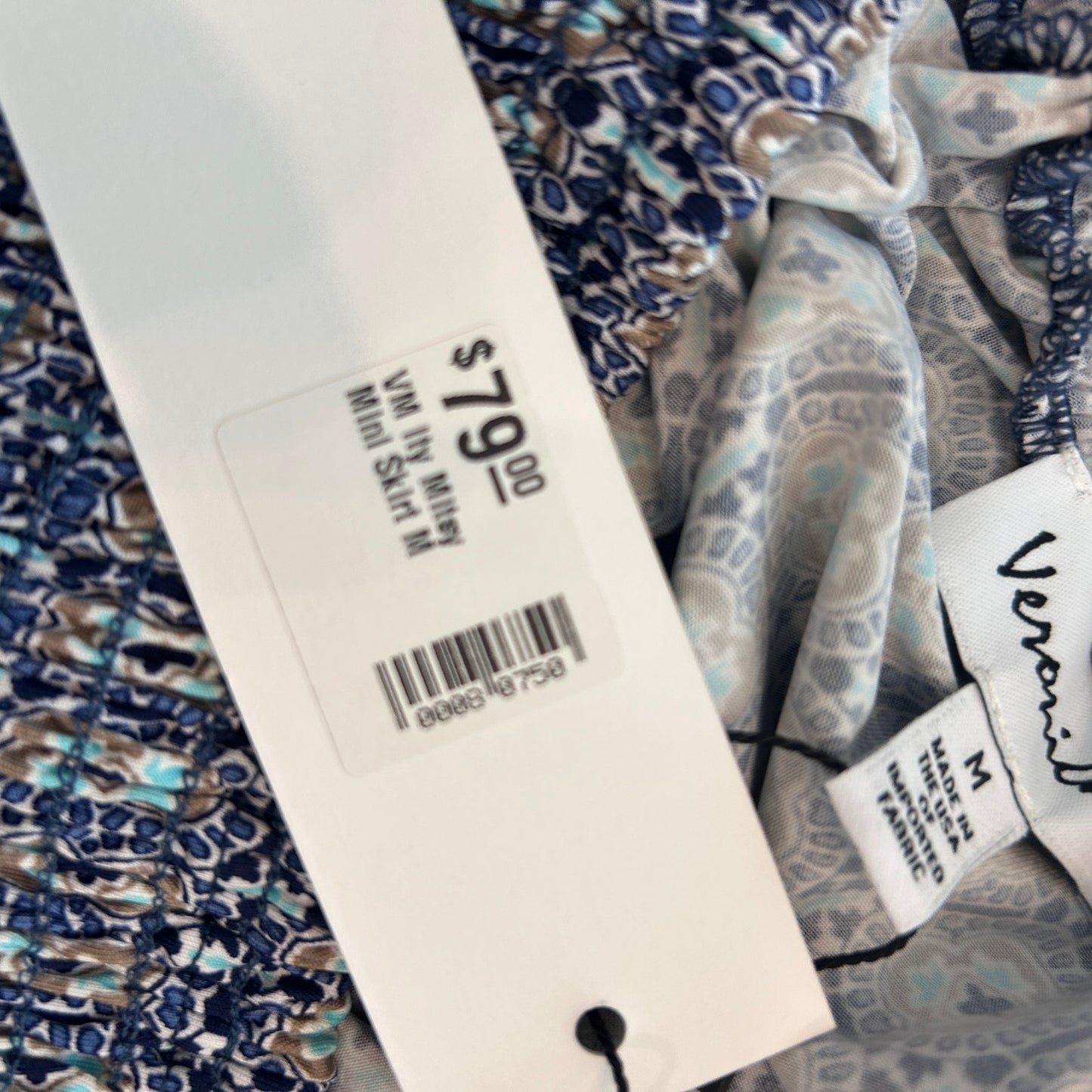 Veronica M. NEW Blue Patterned Ity Mitsy Mini Skirt Womens Size Medium
