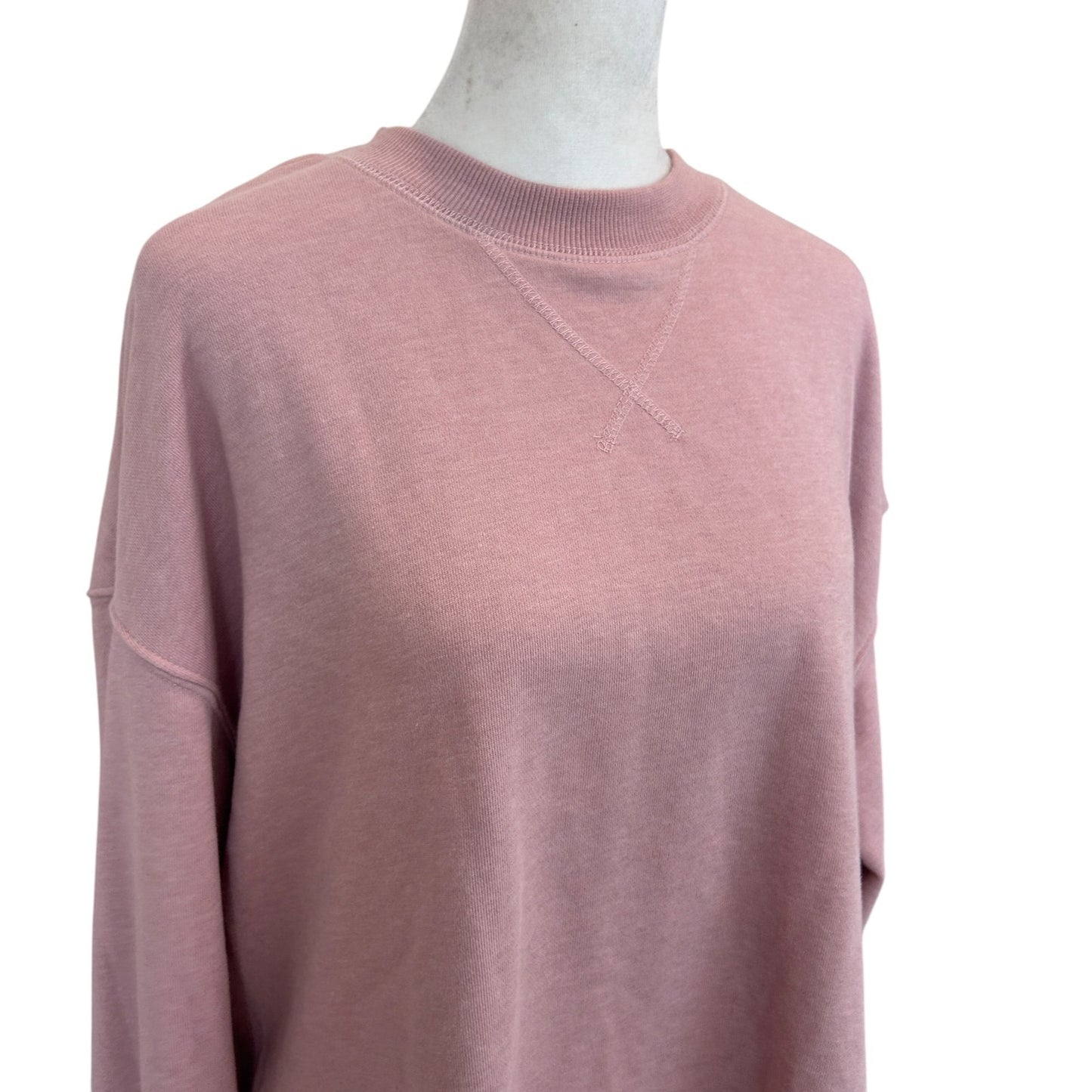 Z Supply NWT Pink Izzy Loop Terry Top Cropped Raw Hem Pullover Womens Size Small