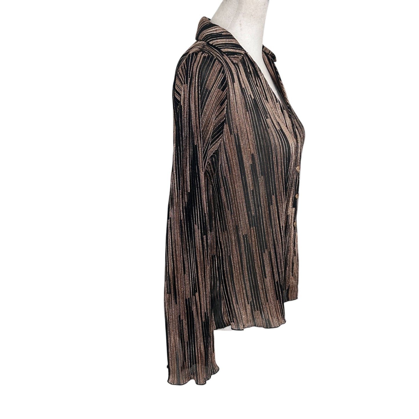 Six Fifty NWT Black and Gold Millie Metalic Striped V-Neck Top Womens Size Small