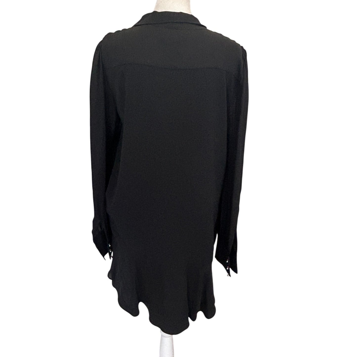 Parker NYC Black Ruffled V-Neck Mini Dress Womens Size Small