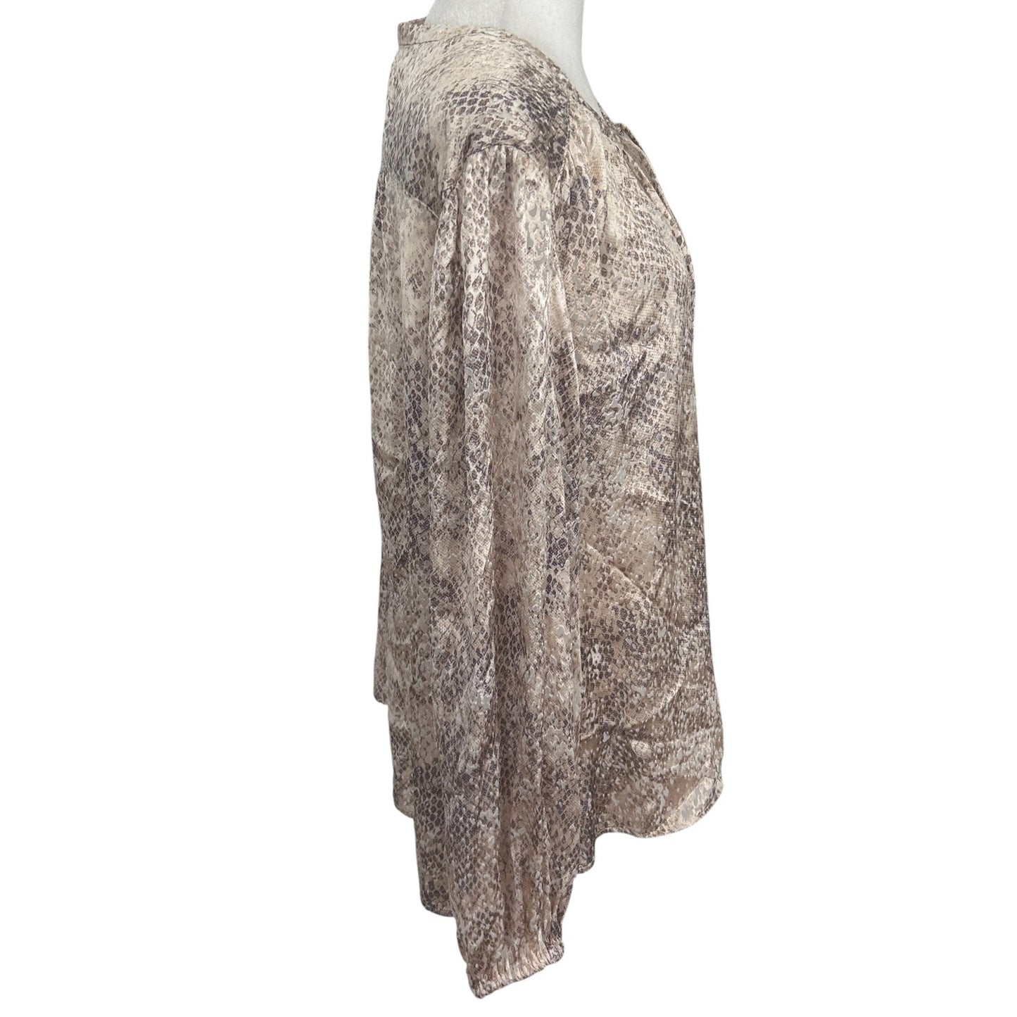 Tommy Bahama Brown, Tan Snakeskin V-Neck Long Sleeve Blouse Womens Size XL