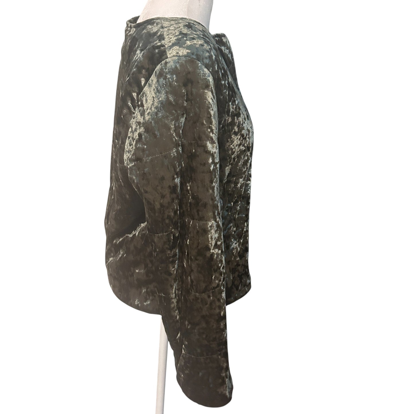 Anthropologie Sanctuary Dark Green Velvet Full Zip Coat Womens Size Medium
