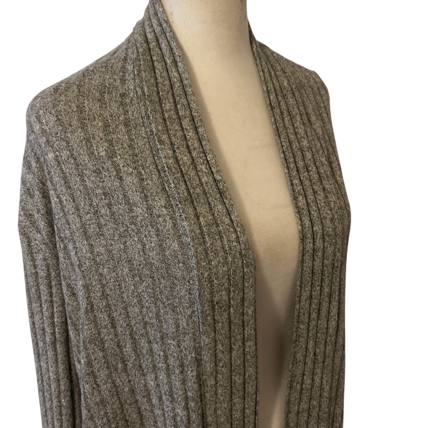 Anthropologie Eri + Ali Gray Ribbed Long Cardigan Sweater NEW Womens Size Small